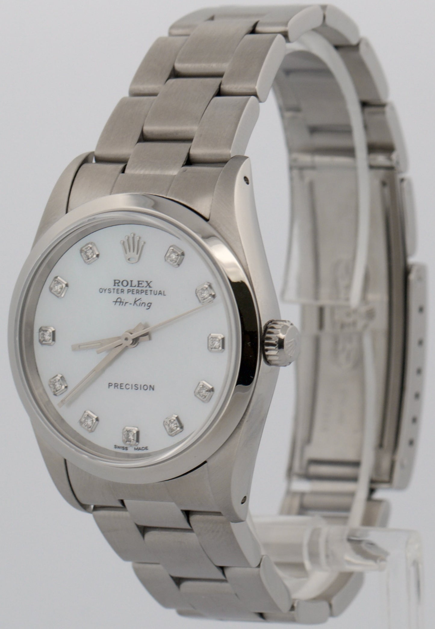 1991 Rolex Oyster Perpetual Air-King MOP DIAMOND Steel OYSTER 34mm 14000 Watch