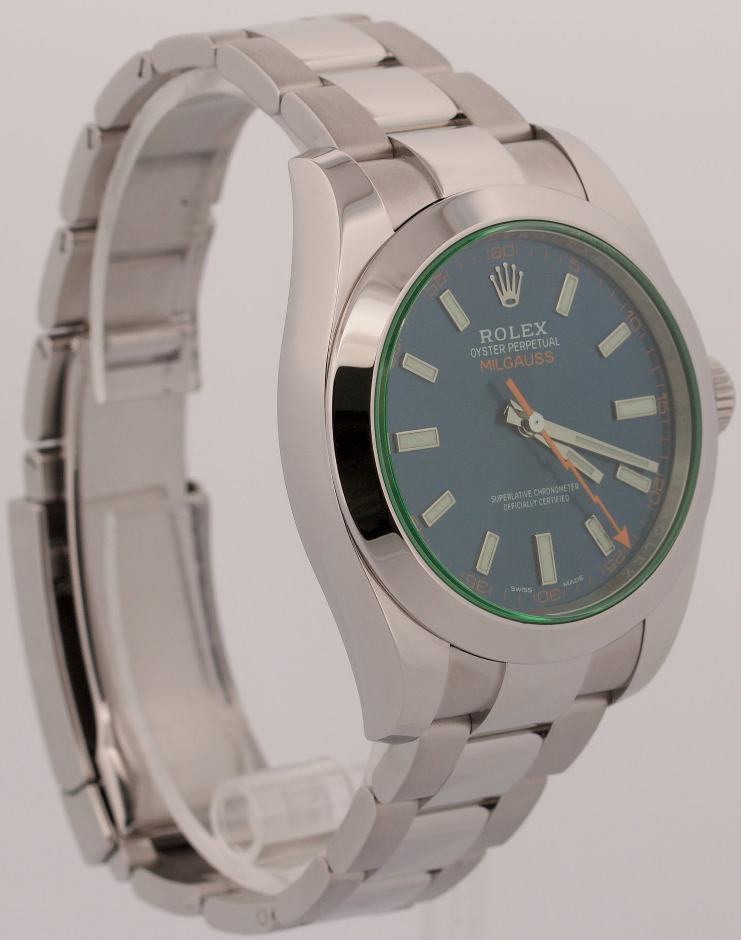 2022 Rolex Milgauss 116400 GV Blue Green Stainless Steel 40mm Watch Box Papers
