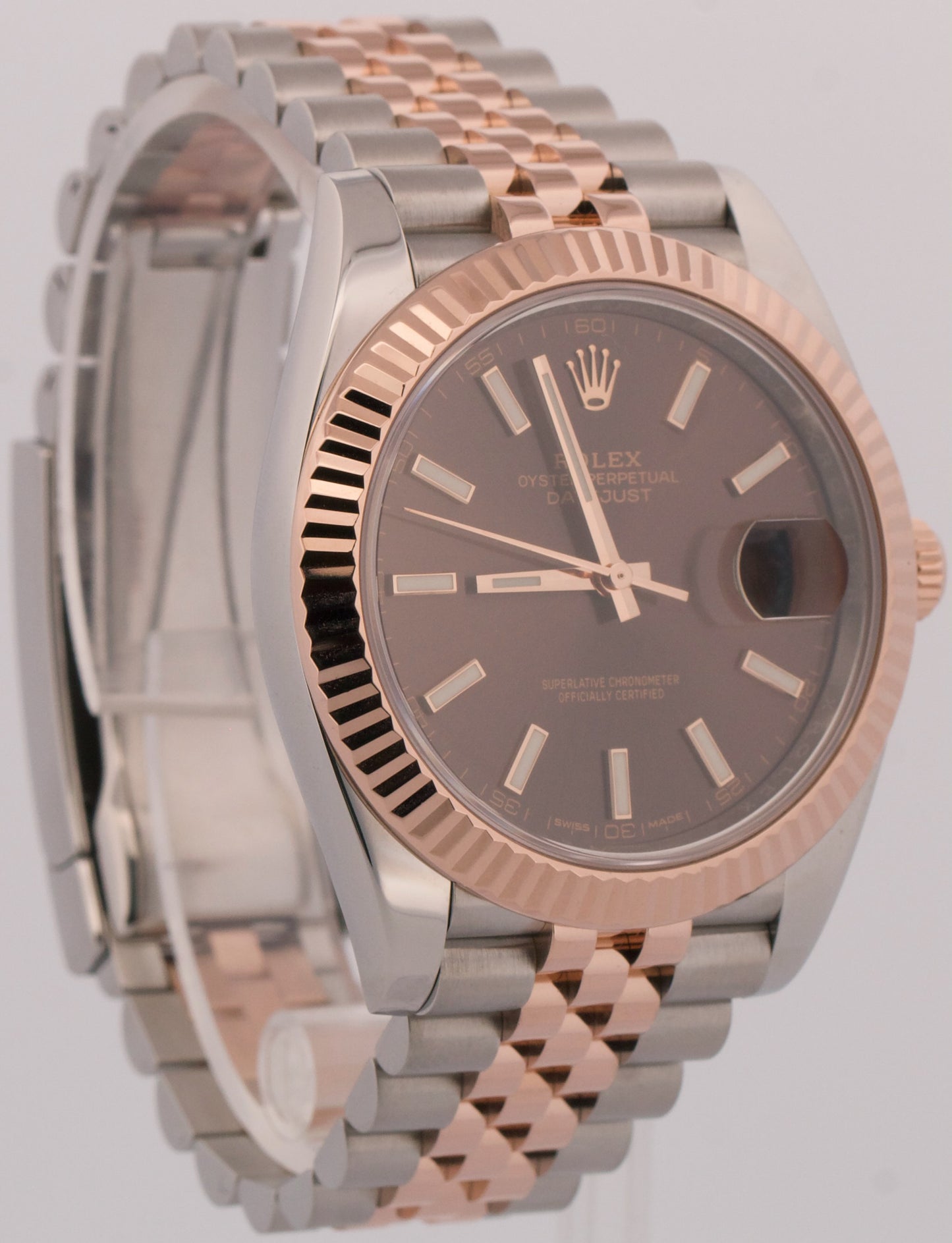 Rolex DateJust 41 CHOCOLATE Brown 18k Rose Gold Steel JUBILEE 41mm 126331 Watch