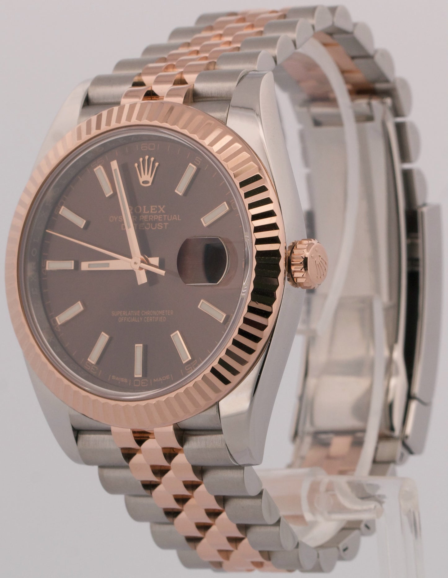 Rolex DateJust 41 CHOCOLATE Brown 18k Rose Gold Steel JUBILEE 41mm 126331 Watch