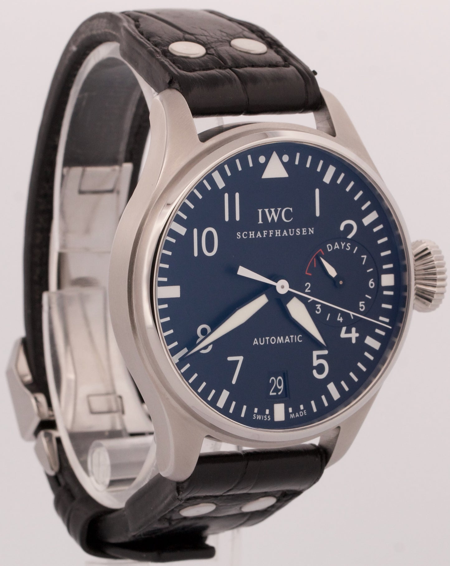 IWC Big Pilot 7-Day Stainless Steel Black 46mm IW500401 Automatic Leather Watch