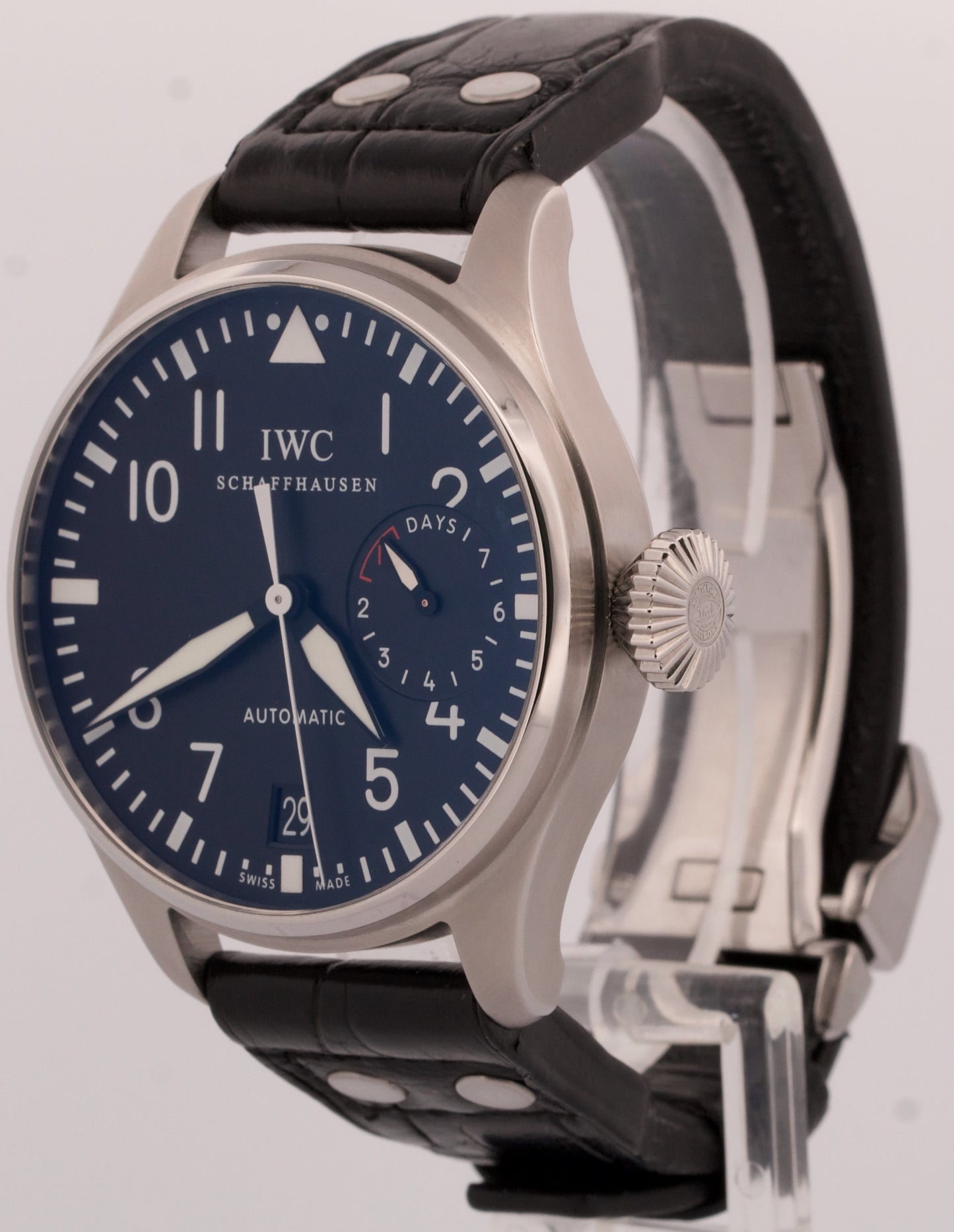 IWC Big Pilot 7-Day Stainless Steel Black 46mm IW500401 Automatic Leather Watch