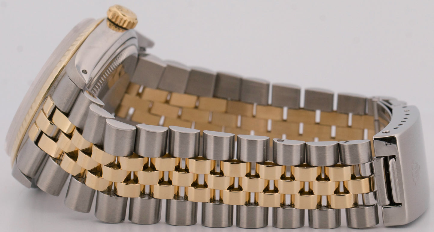 Rolex DateJust BLACK ROMAN PYRAMID Two-Tone 18K Gold Steel JUBILEE 36mm 16013
