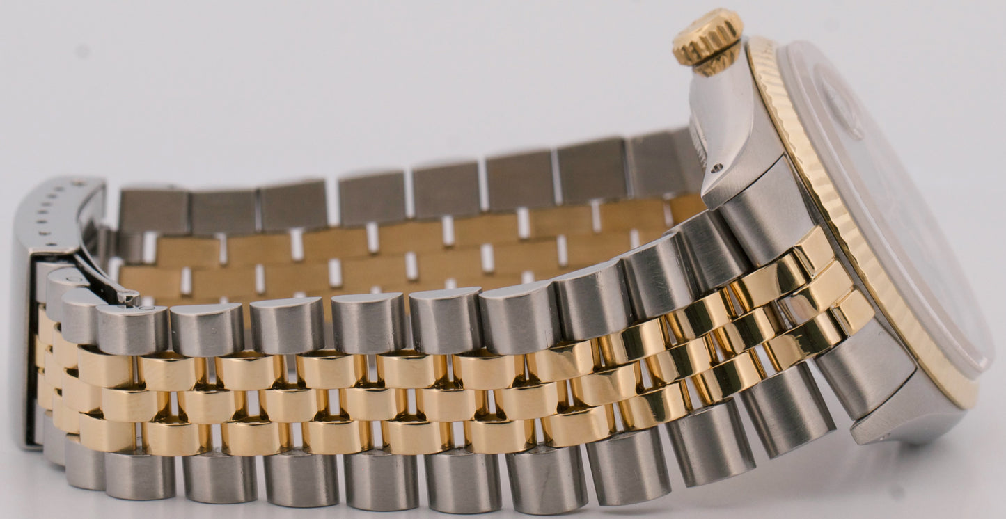 Rolex DateJust BLACK ROMAN PYRAMID Two-Tone 18K Gold Steel JUBILEE 36mm 16013