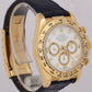 Rolex Daytona Cosmograph FACTORY WHITE DIAMOND Leather 18K Yellow Gold 16518