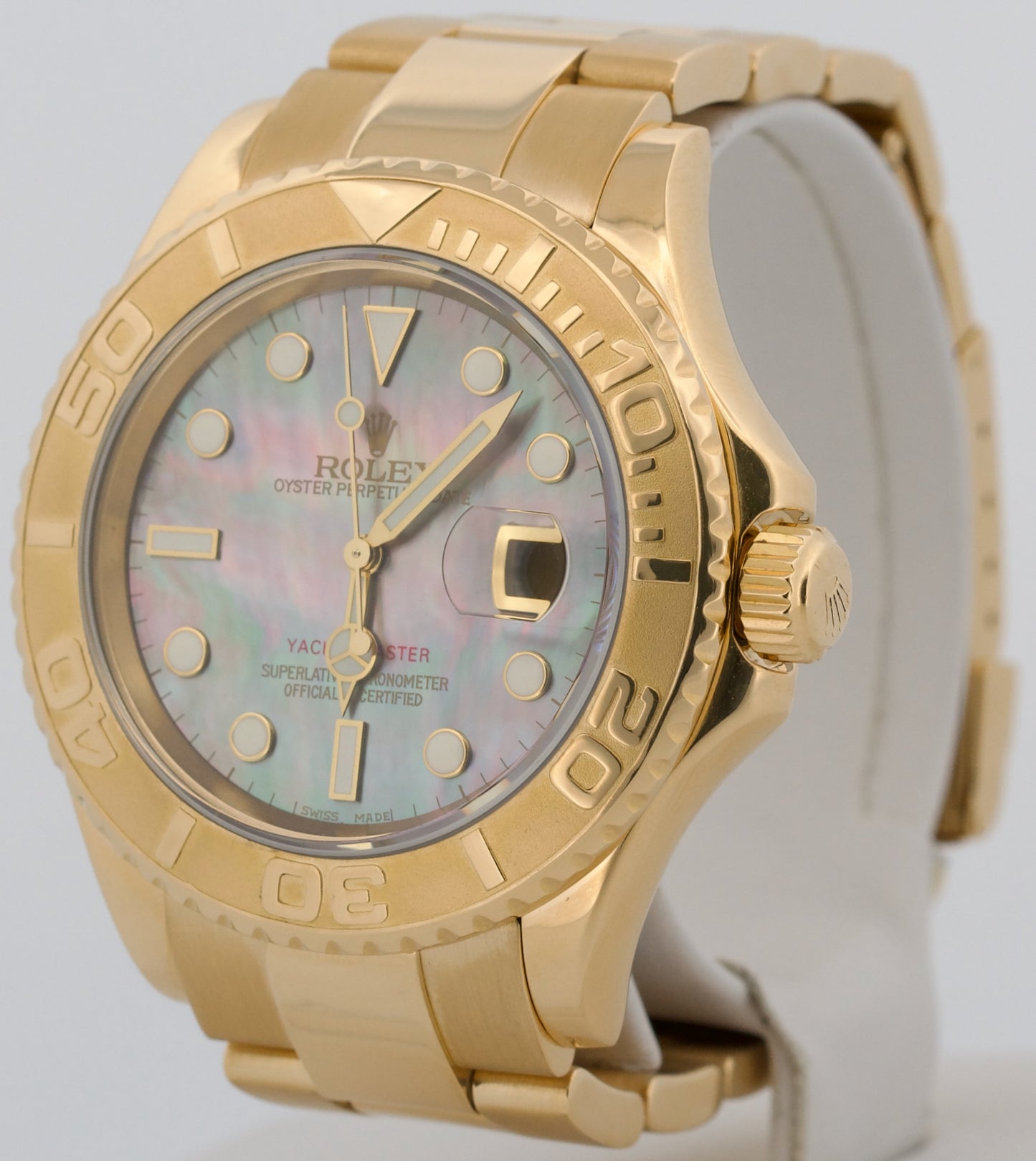 2008 PAPERS Rolex Yacht-Master 40mm MOP 18K Yellow Gold NO-HOLES 16628 Watch BOX