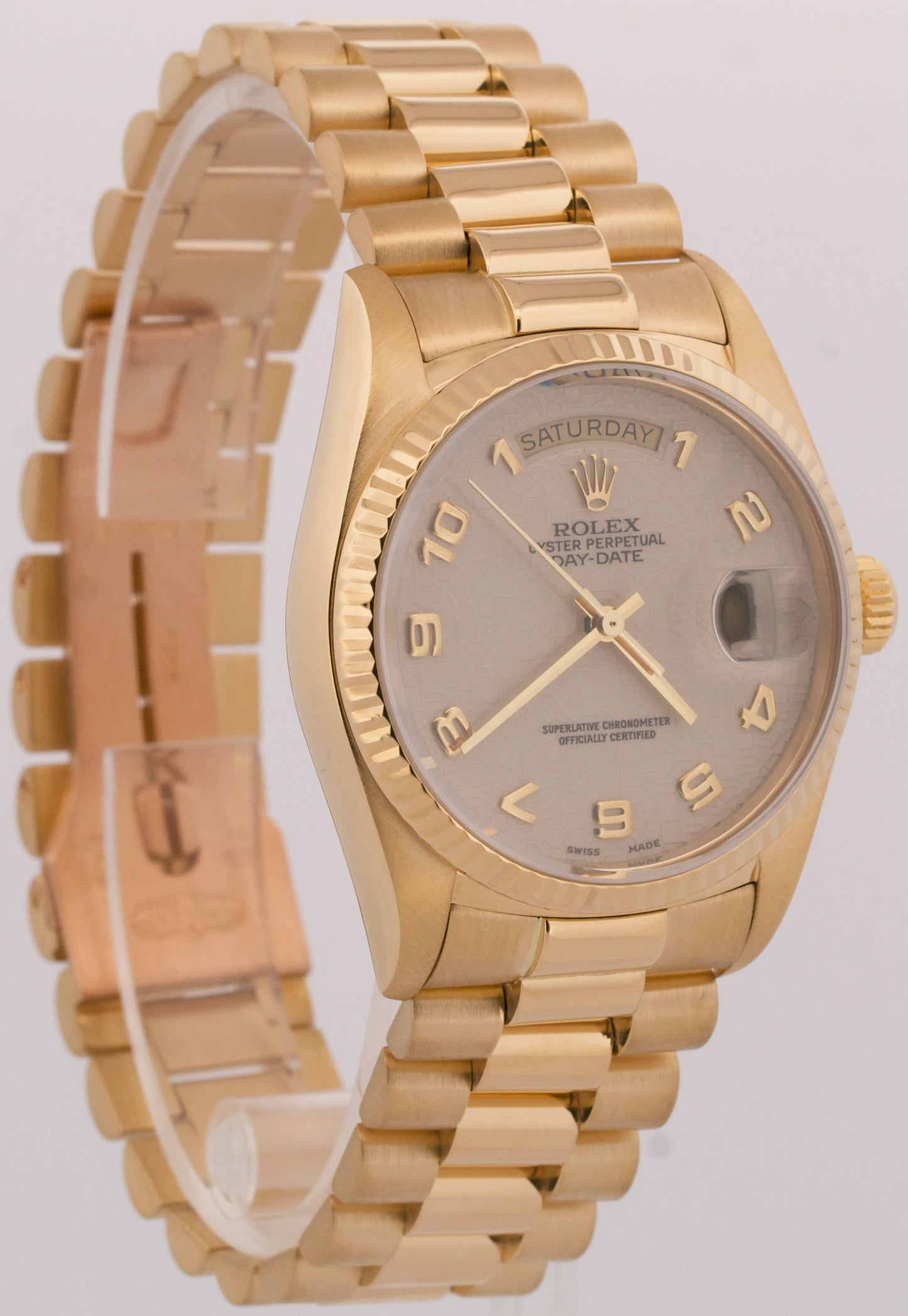 1987 Rolex Day-Date President IVORY COMPUTER ARABIC 18K Yellow Gold 36mm 18038