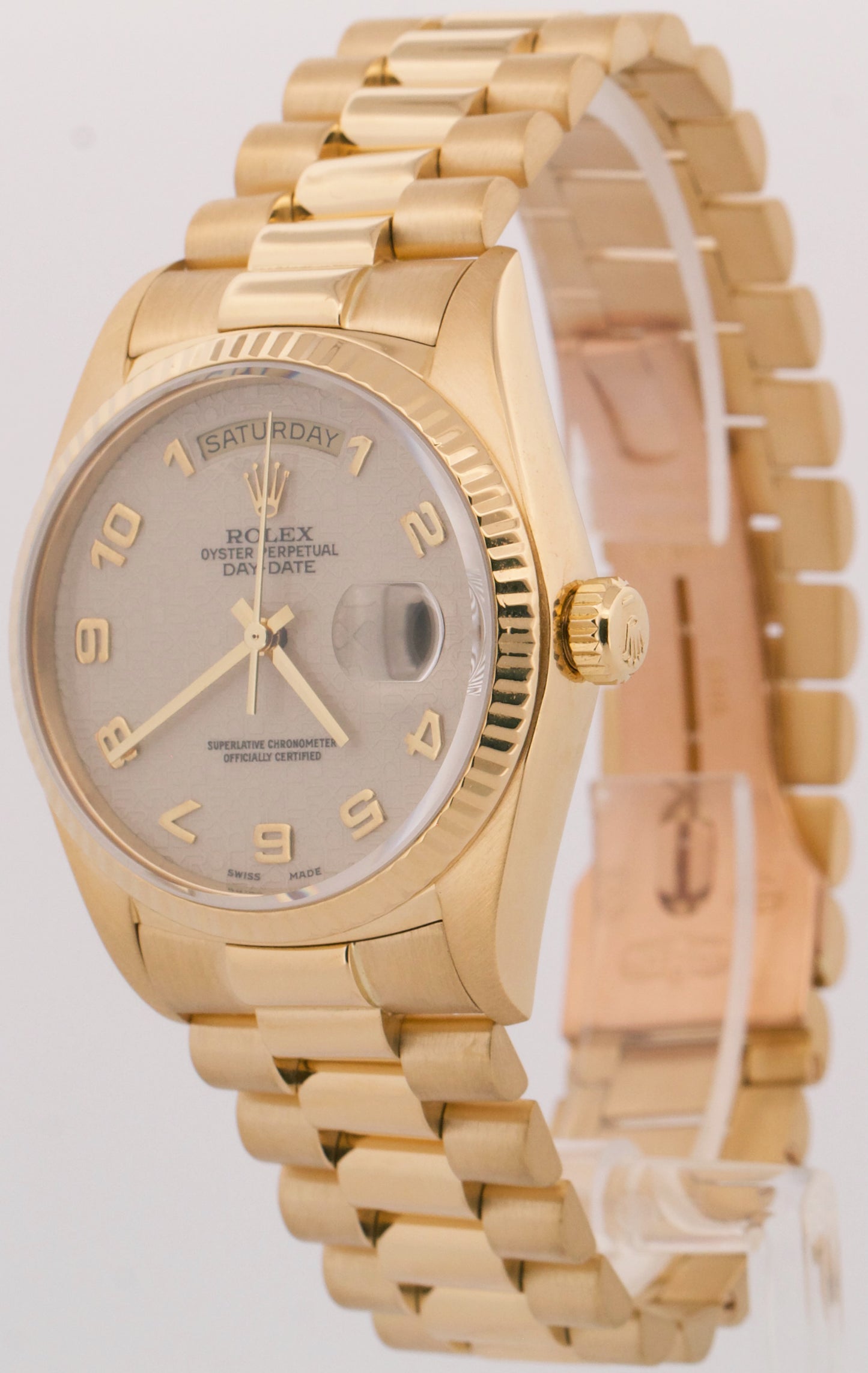 1987 Rolex Day-Date President IVORY COMPUTER ARABIC 18K Yellow Gold 36mm 18038