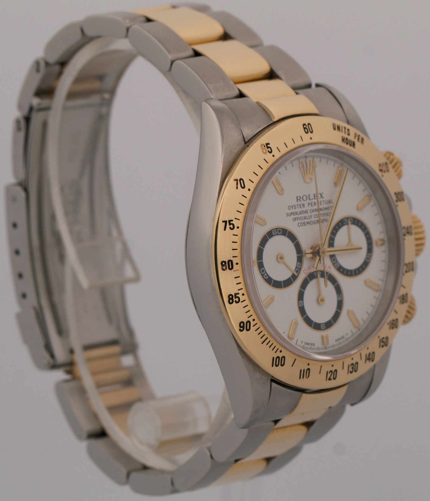 1993 Rolex Daytona Cosmograph PANDA White 18K Yellow Gold Stainless Steel 16523
