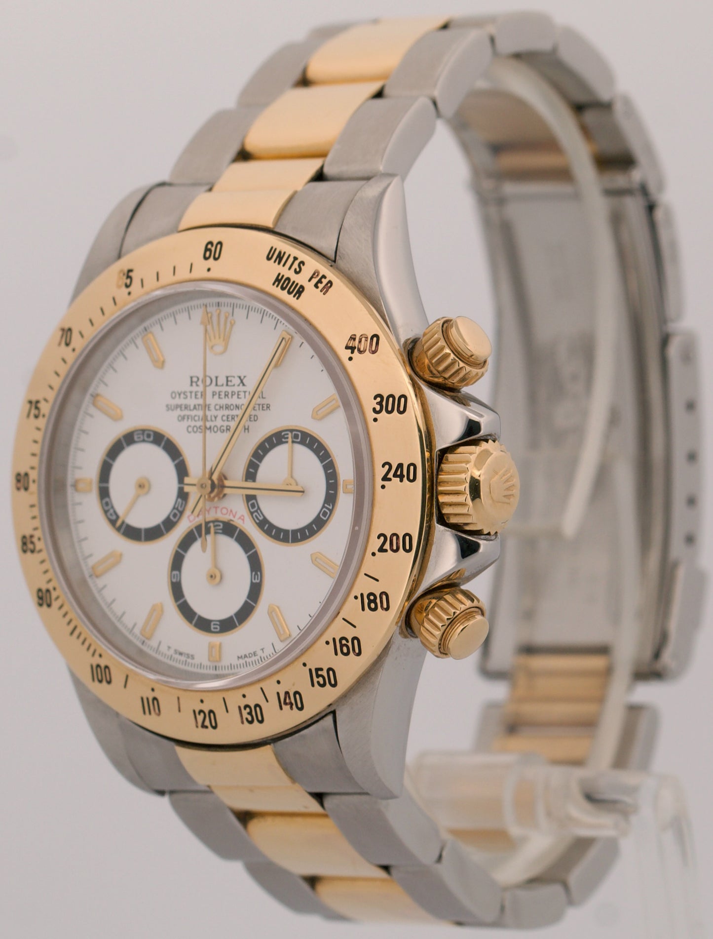 1993 Rolex Daytona Cosmograph PANDA White 18K Yellow Gold Stainless Steel 16523