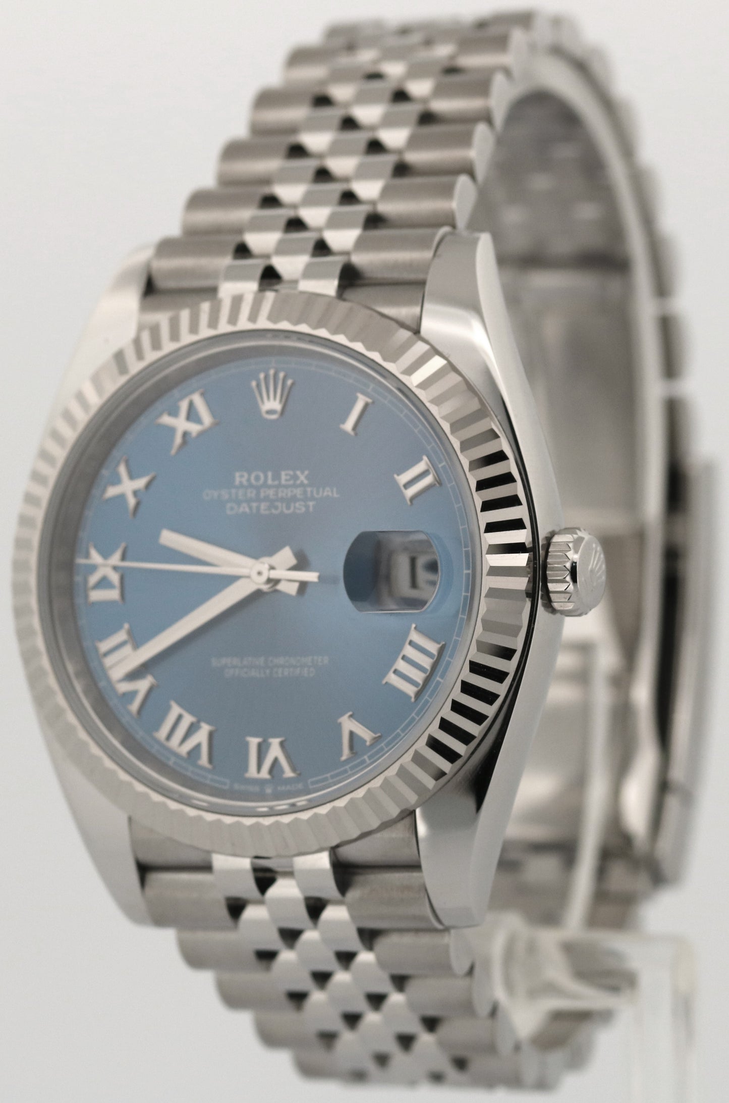 Rolex DateJust 41 AZZURRO BLUE ROMAN 18K Stainless Steel JUBILEE 41mm 126334