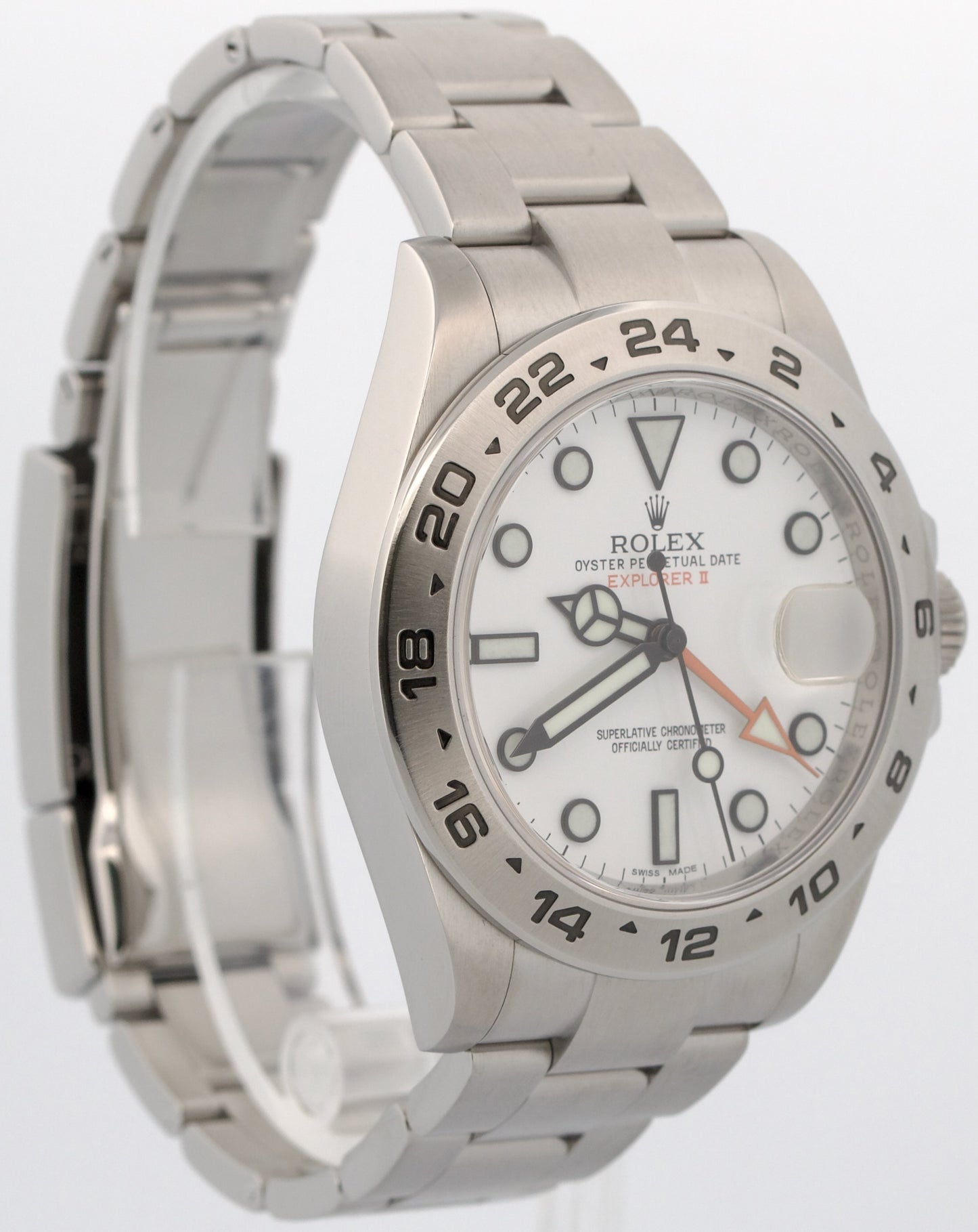 2015 PAPERS Rolex Explorer II 42mm POLAR WHITE Orange Stainless Steel 216570 BOX