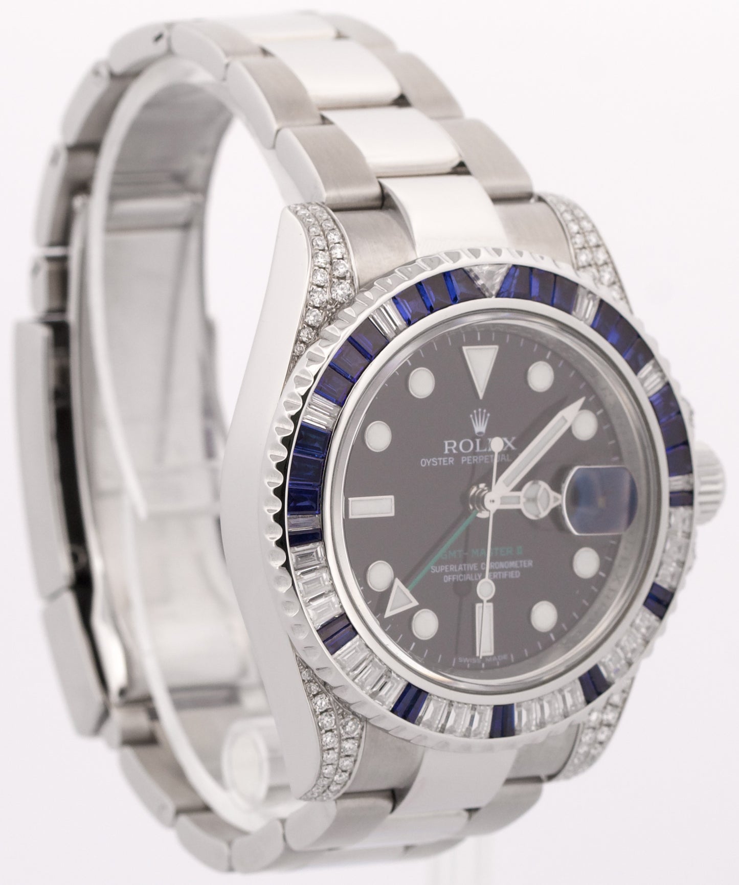 Rolex GMT-Master II SAPPHIRE DIAMOND Stainless Steel Black Blue 40mm 116710