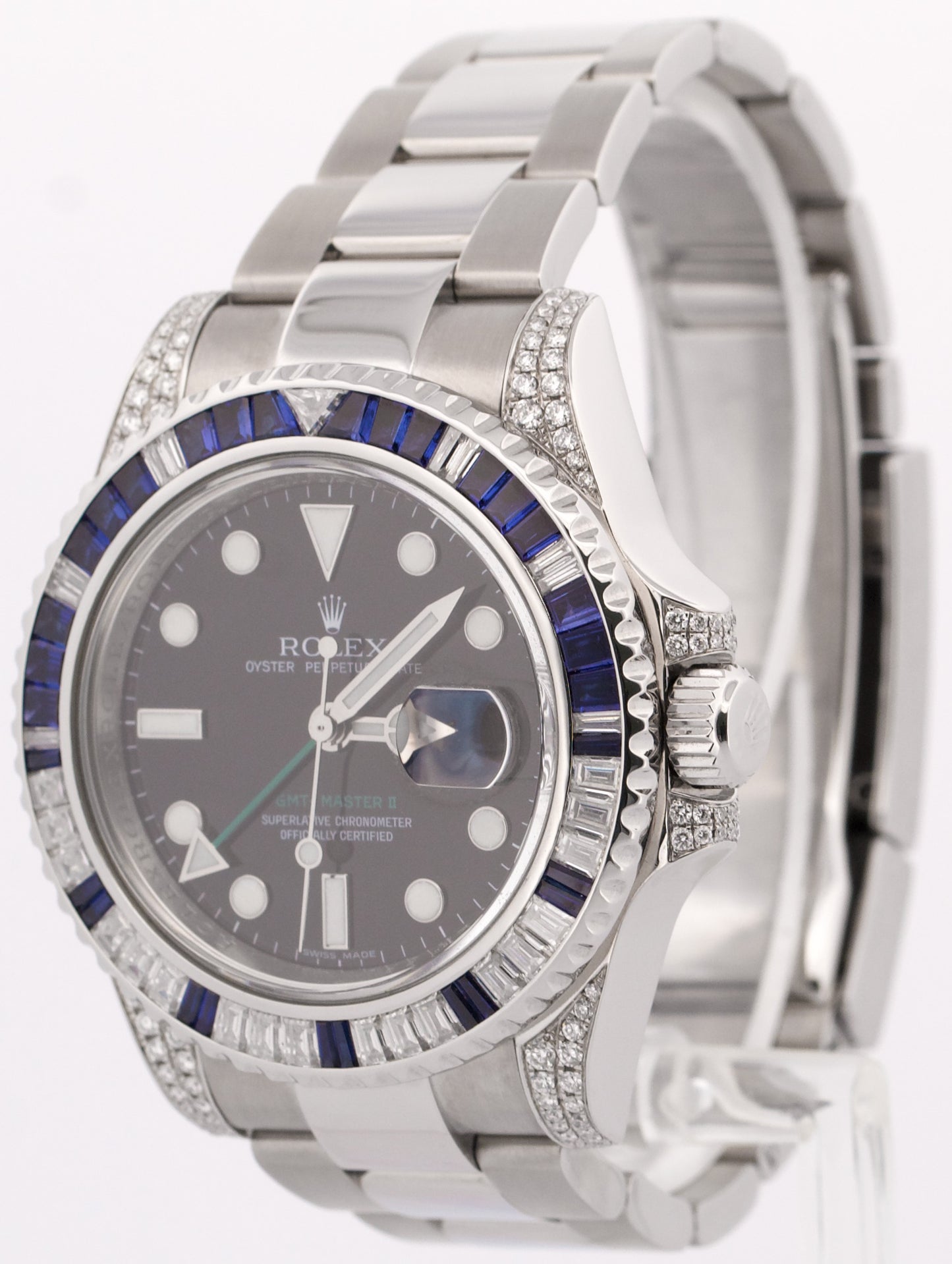 Rolex GMT-Master II SAPPHIRE DIAMOND Stainless Steel Black Blue 40mm 116710
