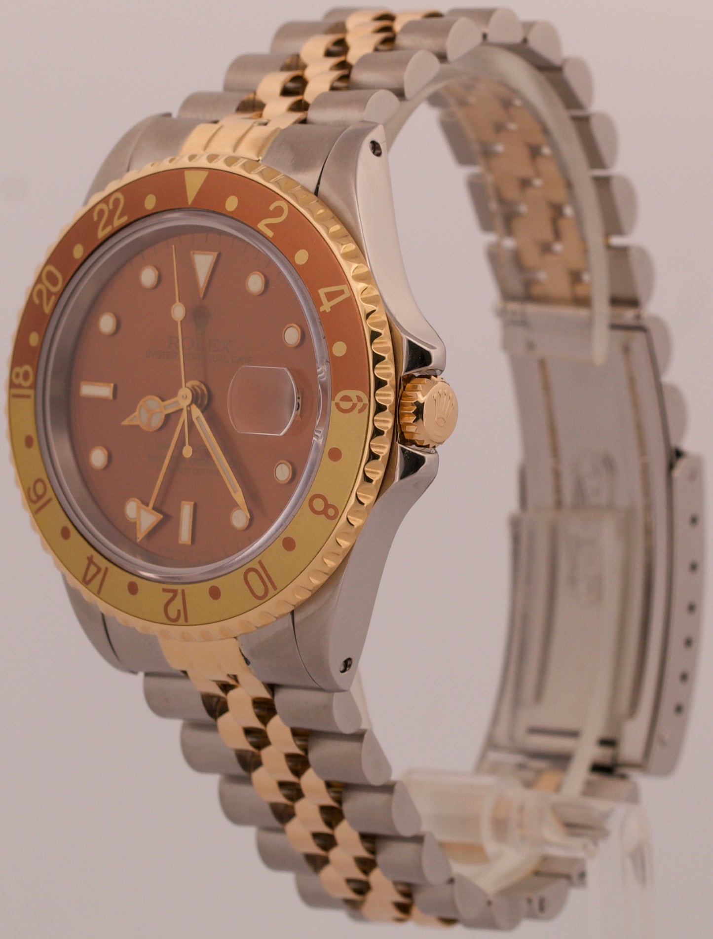 1991 Rolex GMT-Master II ROOT BEER Brown Two-Tone 18K Steel JUBILEE 40mm 16713