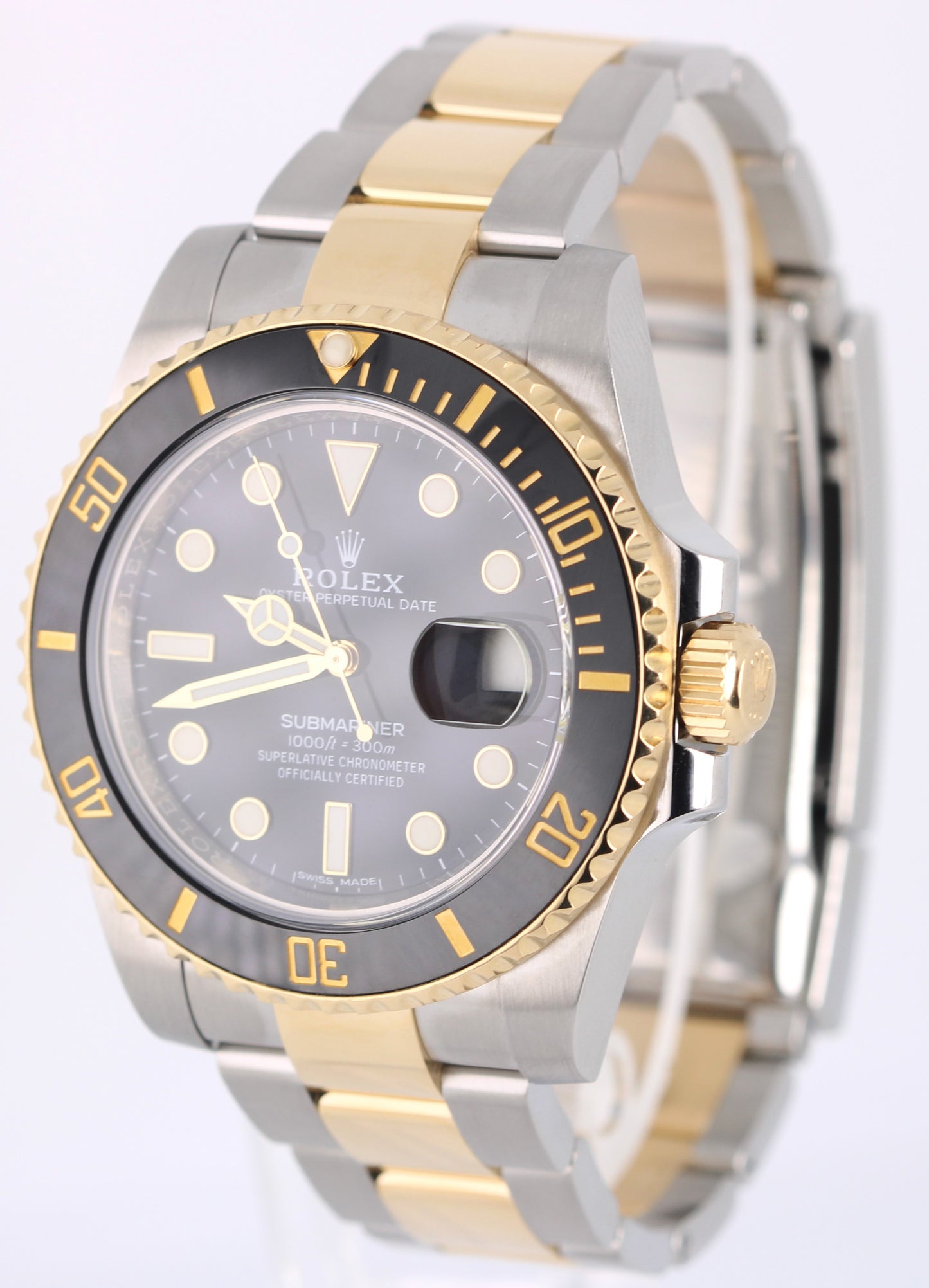 2018 PAPERS Rolex Submariner Date Two-Tone Gold Black 40mm 116613LN Watch BOX