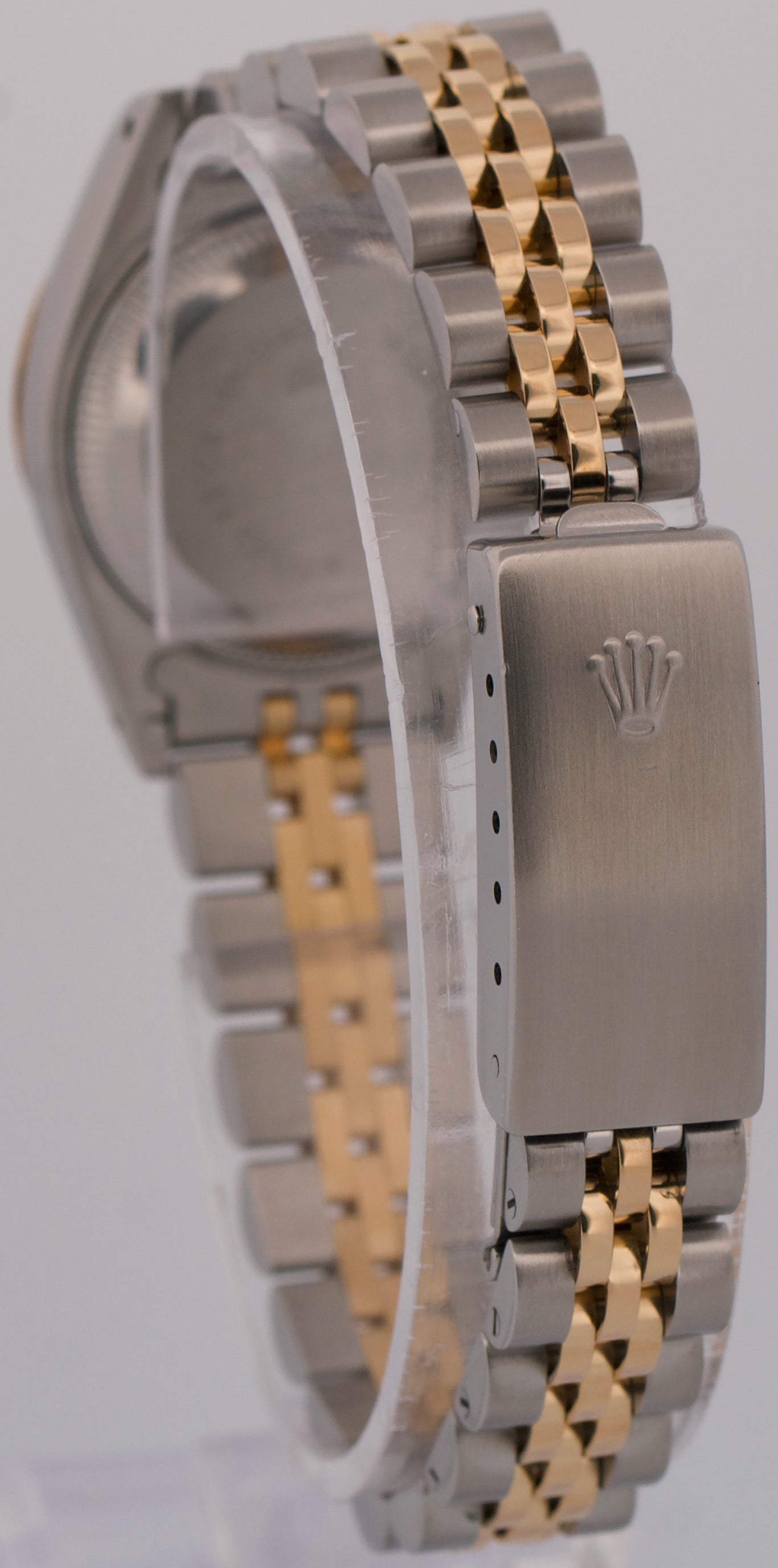 1989 Ladies Rolex DateJust 26mm CHAMPAGNE 18K Gold Steel JUBILEE Fluted 69173