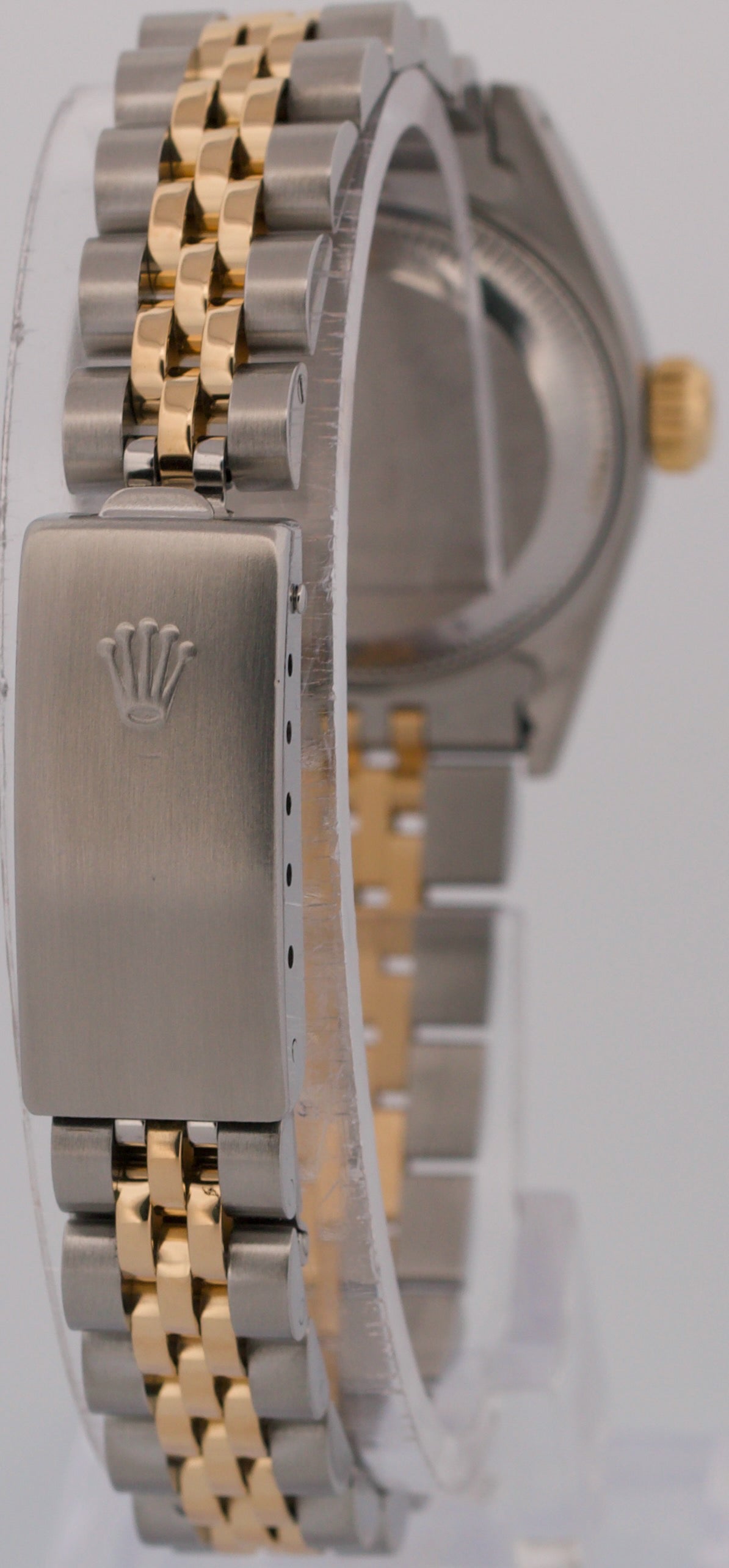 1989 Ladies Rolex DateJust 26mm CHAMPAGNE 18K Gold Steel JUBILEE Fluted 69173