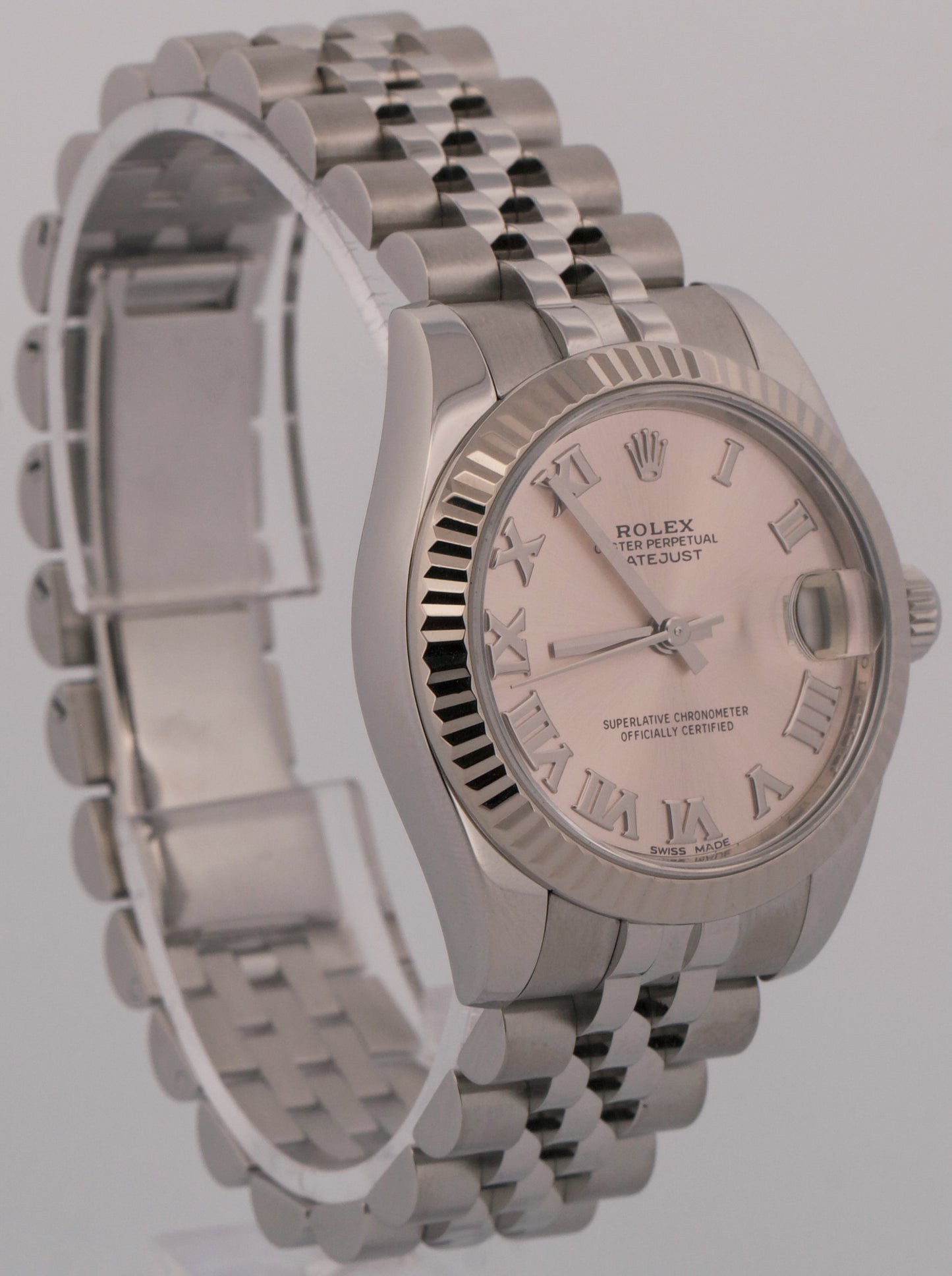Ladies Rolex DateJust 31mm PINK ROMAN 18K Gold Steel SUPER JUBILEE 178274 BOX