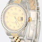 Rolex DateJust Two-Tone 18k Gold Steel Champagne Linen DIAMOND 36mm 16233 Watch