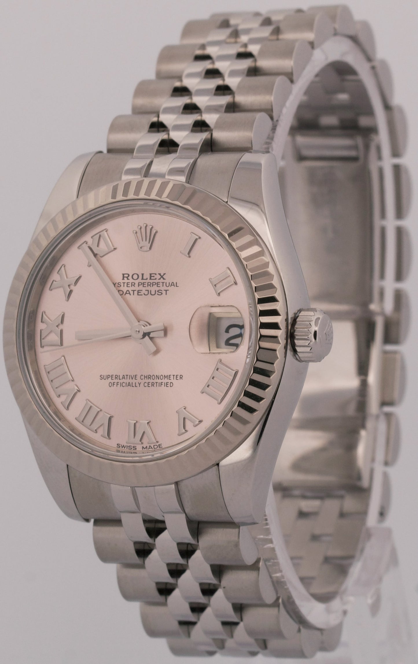 Ladies Rolex DateJust 31mm PINK ROMAN 18K Gold Steel SUPER JUBILEE 178274 BOX