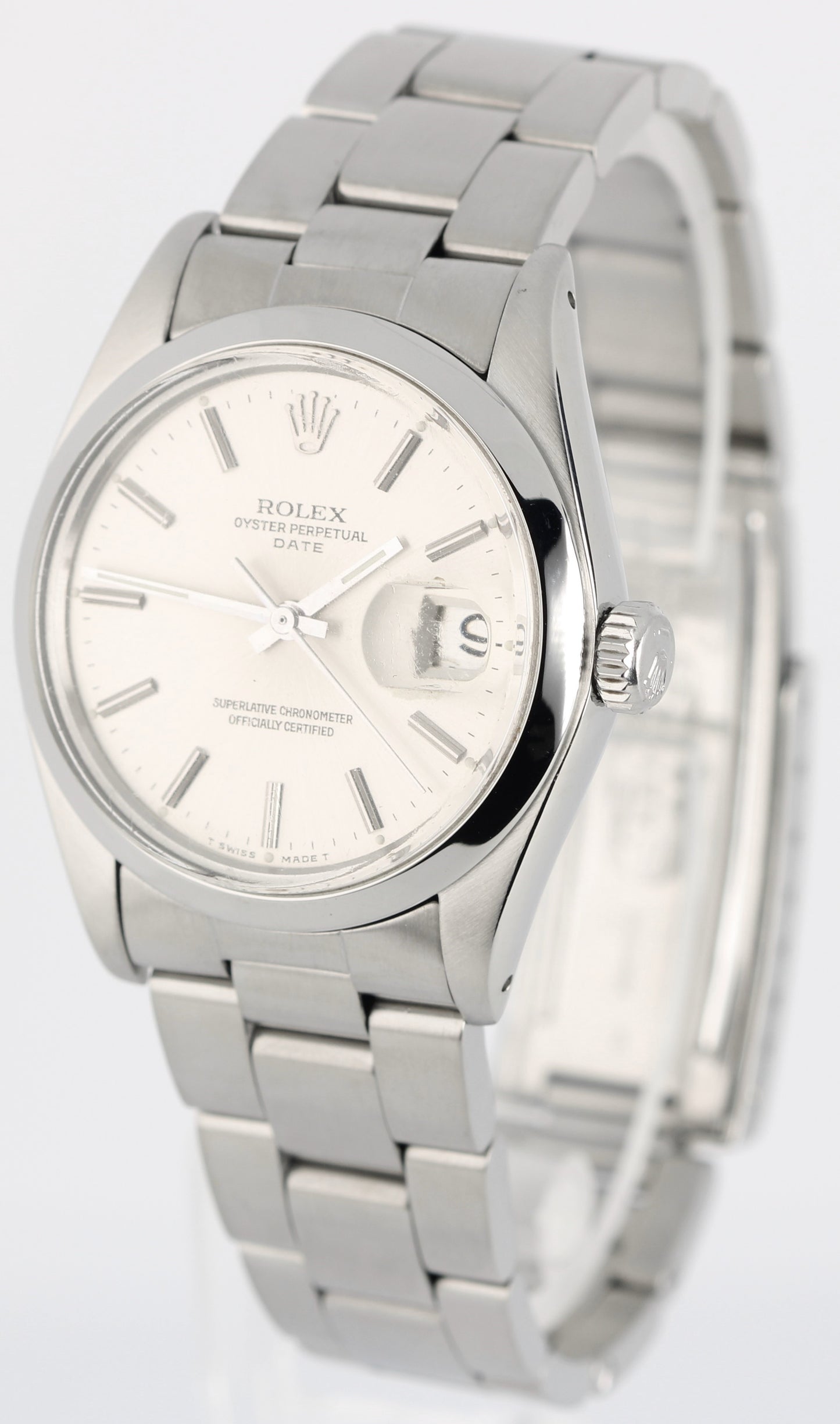 VINTAGE Rolex Oyster Perpetual Date Stainless Steel Silver 34mm 1500 Watch