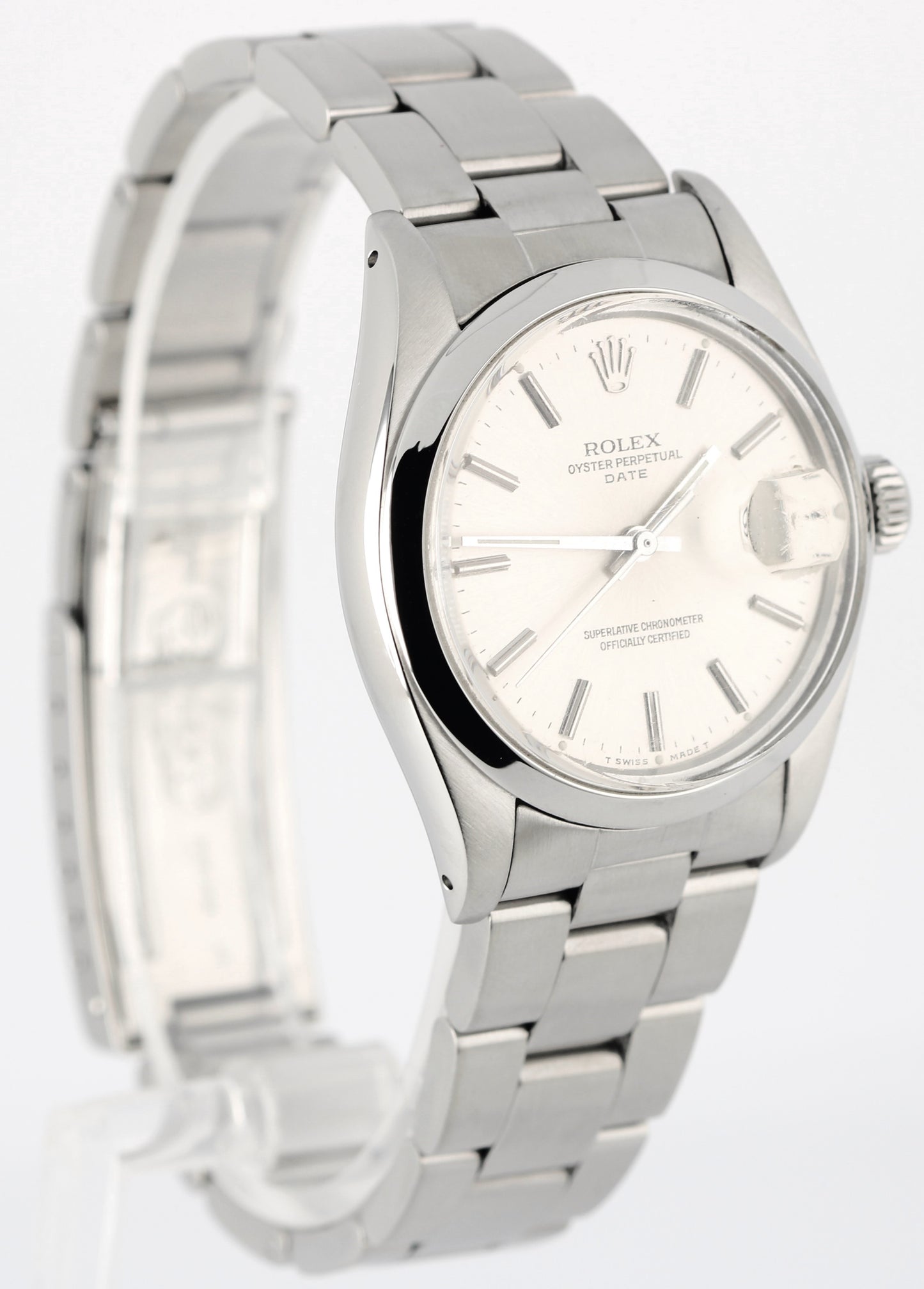 VINTAGE Rolex Oyster Perpetual Date Stainless Steel Silver 34mm 1500 Watch