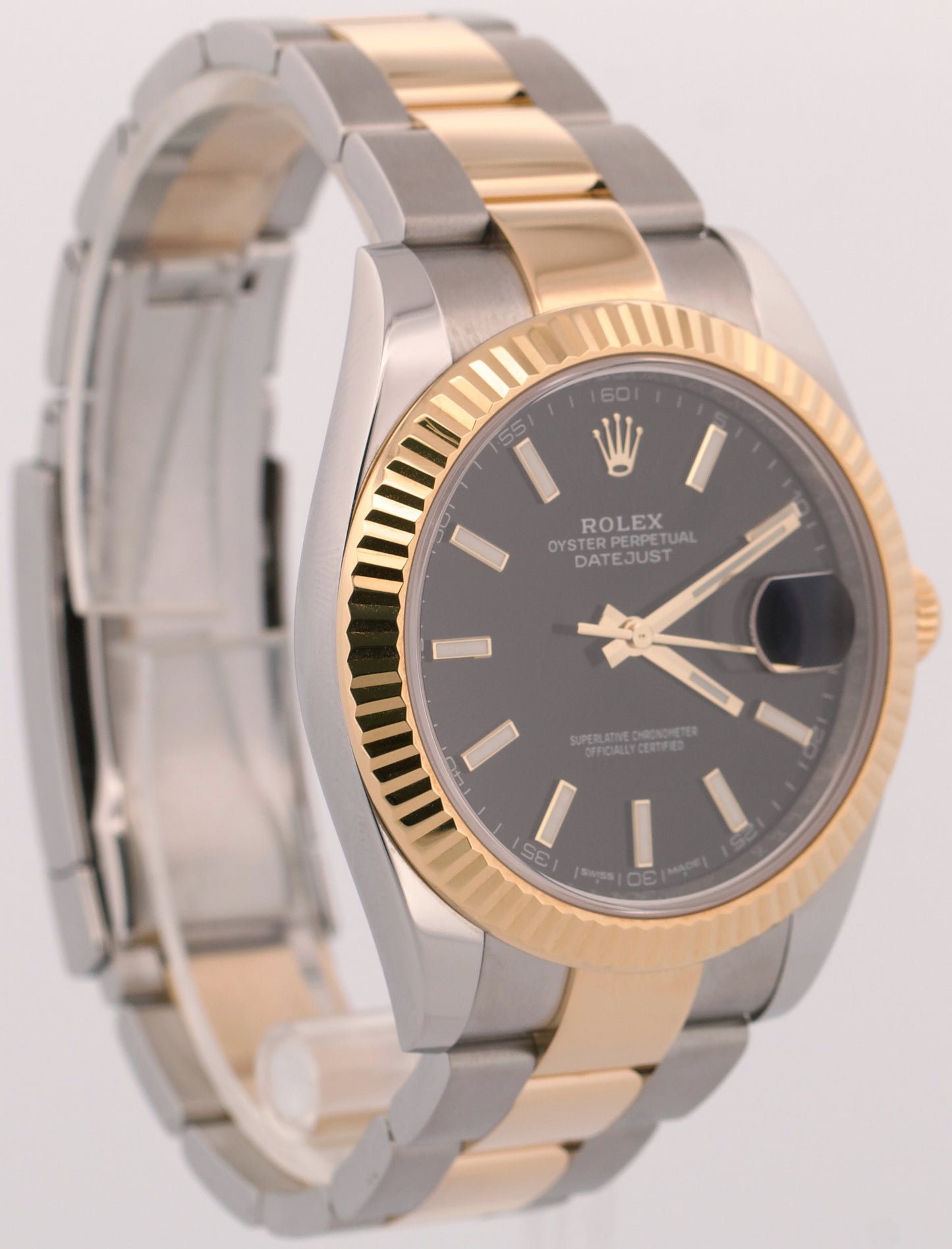 2017 PAPERS Rolex DateJust 41 BLACK 18K Gold Steel OYSTER Fluted 41mm 126333 BOX