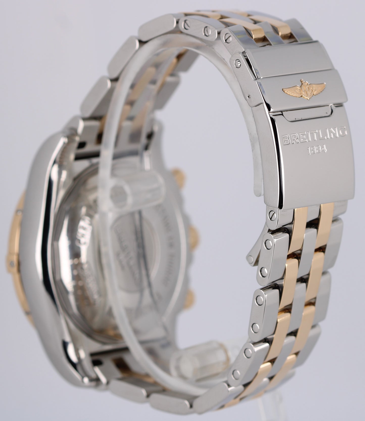Breitling Chronomat 44 Two-Tone 18k Rose Gold Steel Black 44mm CB0110 Watch