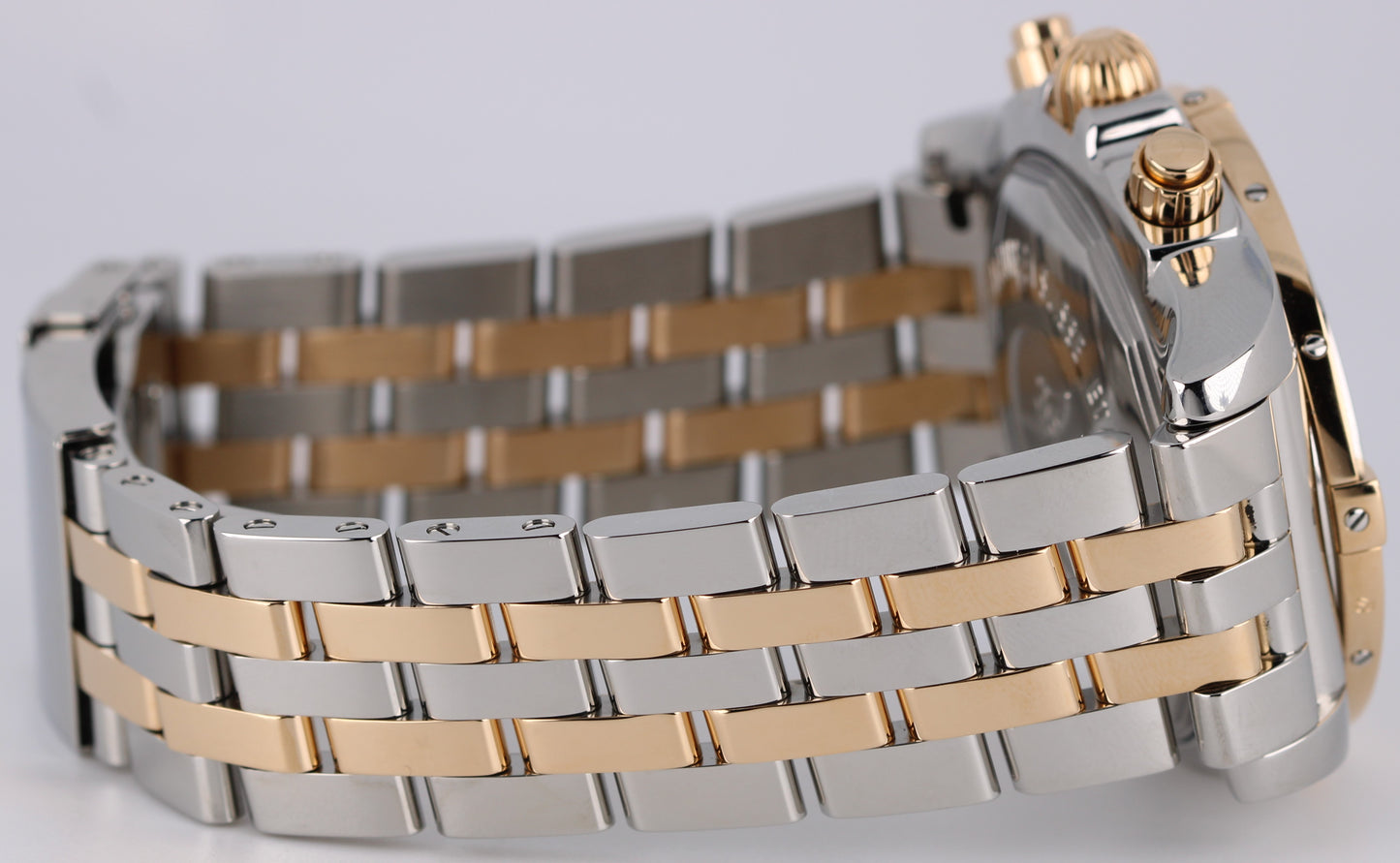 Breitling Chronomat 44 Two-Tone 18k Rose Gold Steel Black 44mm CB0110 Watch