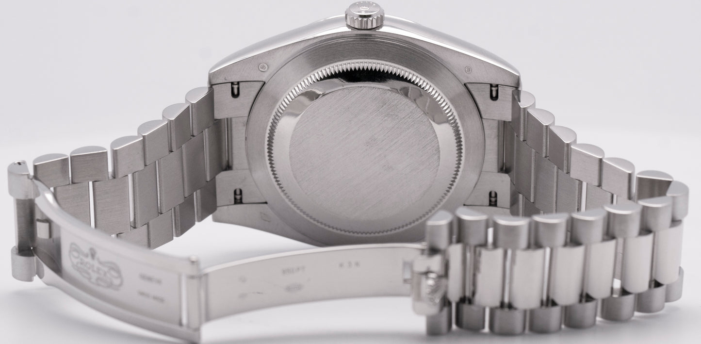 PAPERS Rolex Day-Date President 40mm Platinum Blue Quadrant Glacier 228206 BOX