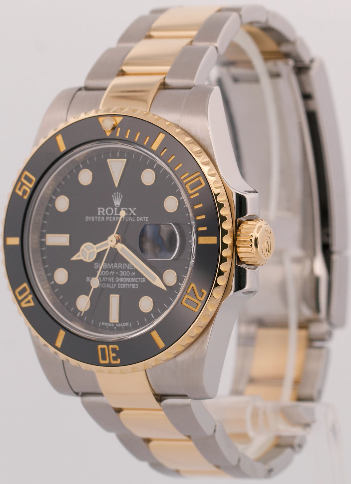 2014 PAPERS Rolex Submariner BLACK 40mm Ceramic 18K Gold Steel 116613 LN BOX