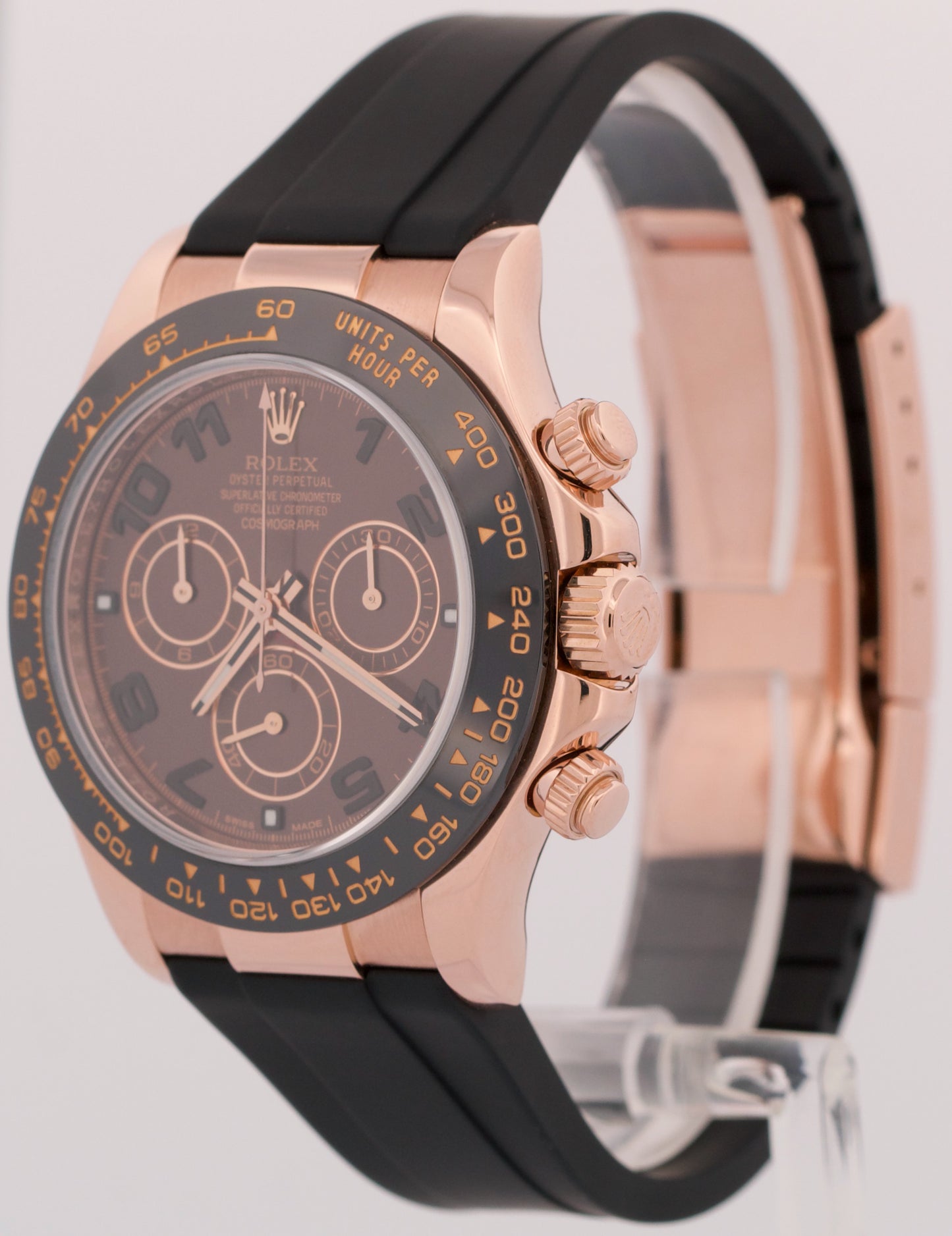 MINT Rolex Daytona 18K Rose Gold CHOCOLATE ARABIC Brown Ceramic 116515 LN BOX