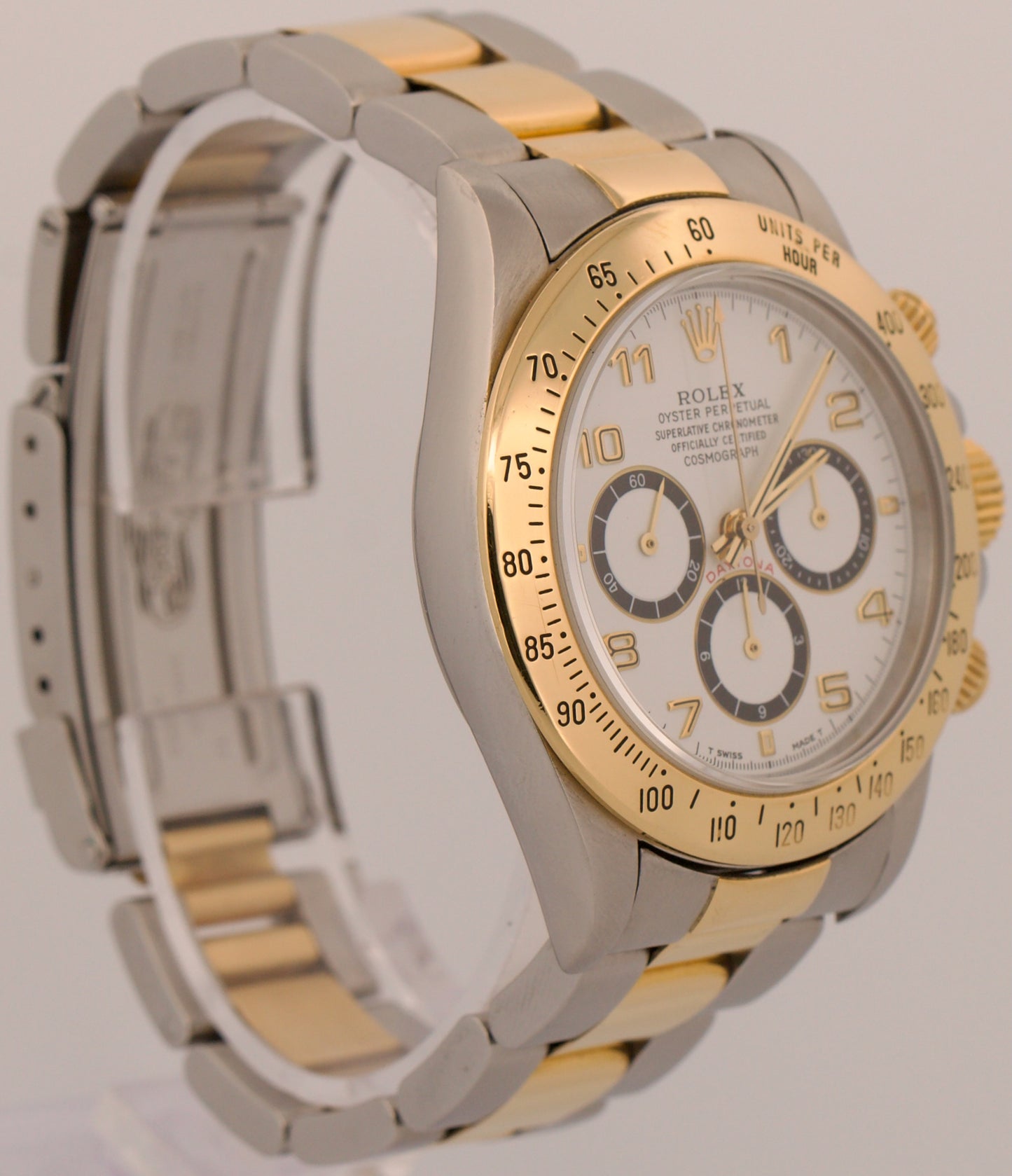 1997 Rolex Daytona Cosmograph WHITE ARABIC 18K Gold Two-Tone Steel Watch 16523