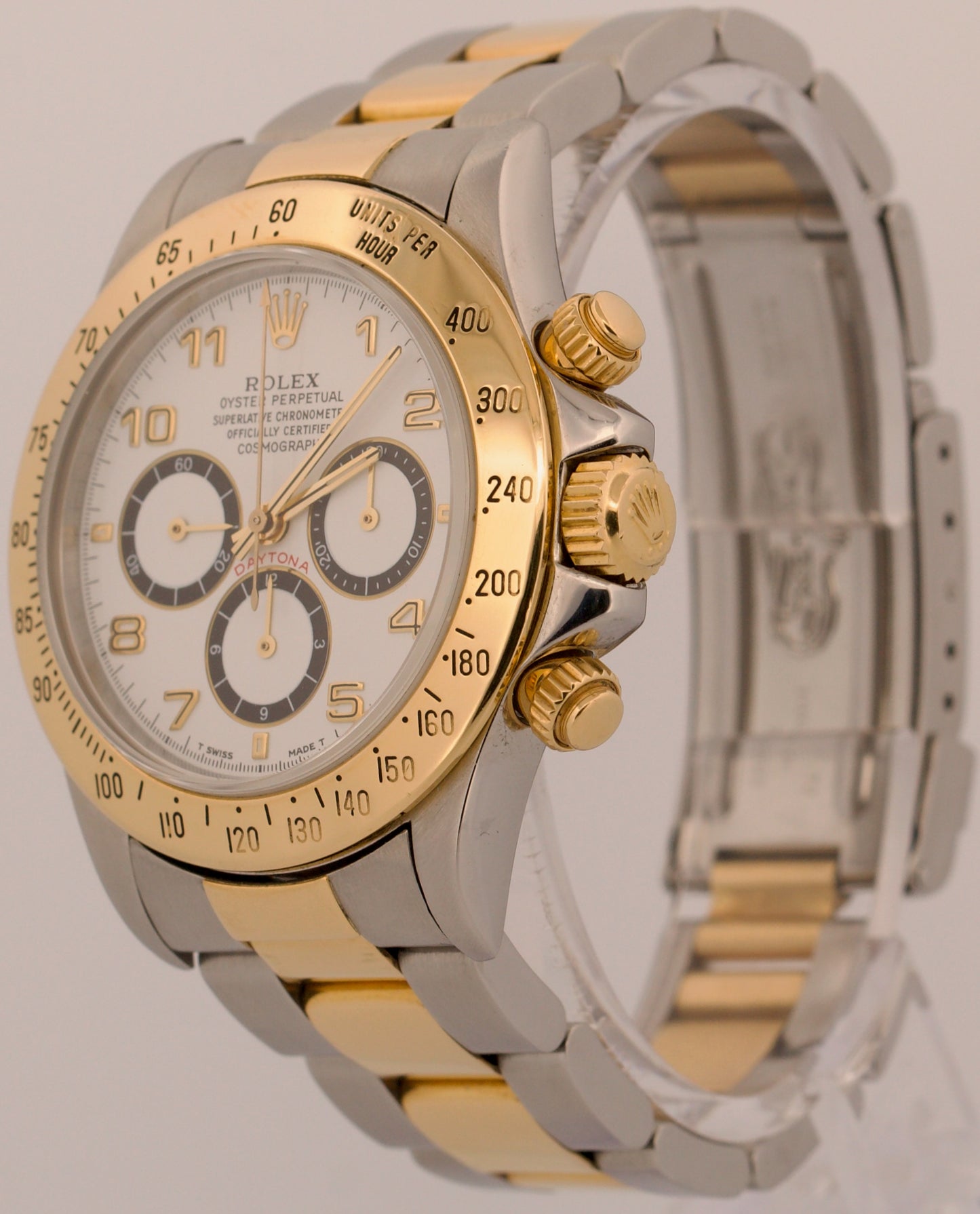 1997 Rolex Daytona Cosmograph WHITE ARABIC 18K Gold Two-Tone Steel Watch 16523