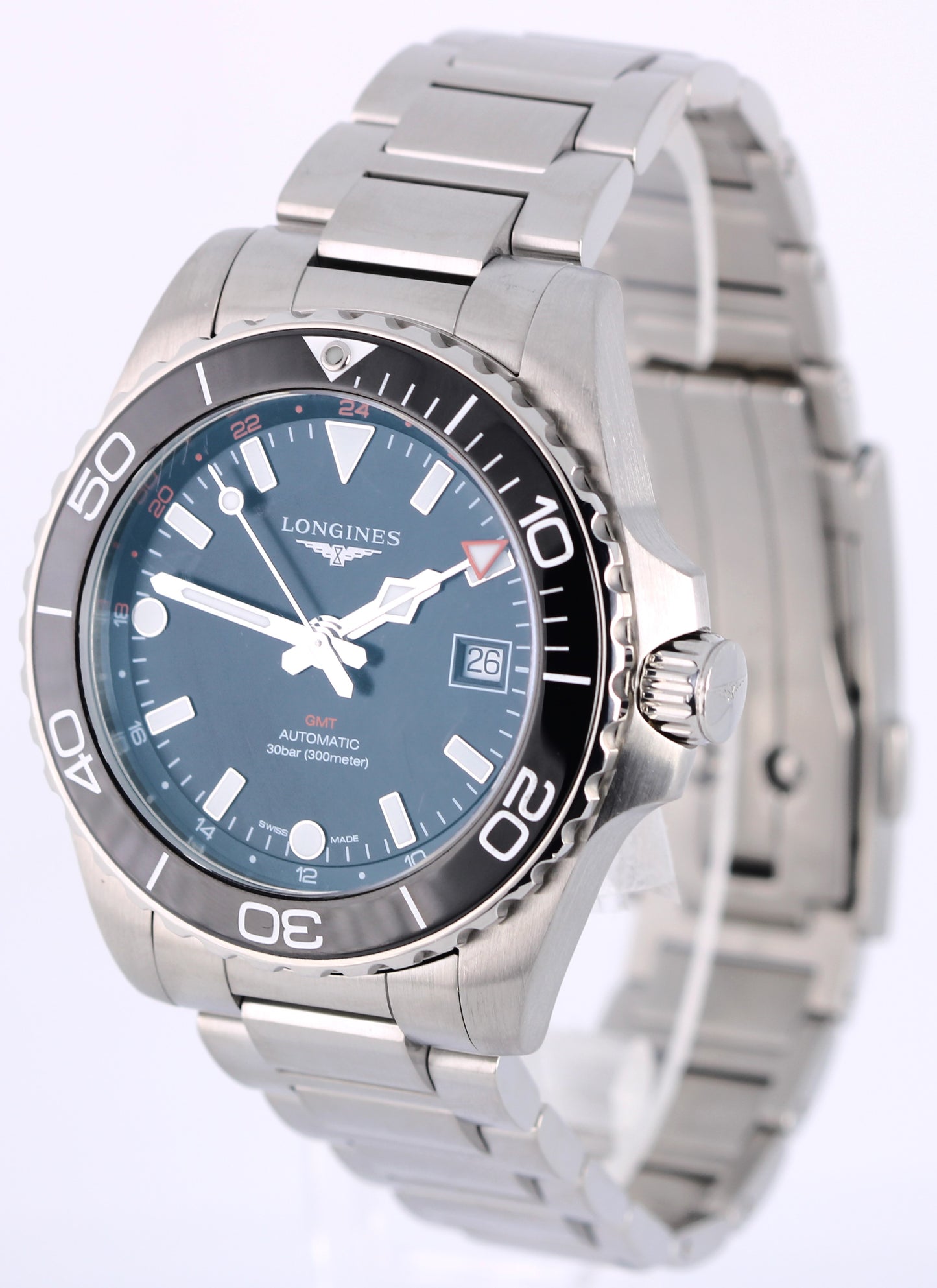 2023 PAPERS Longines Hydroconquest GMT Steel Black 41mm L3.790.4.56.6 Watch BOX