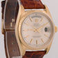 PAPERS Rolex Day-Date SILVER 18K Yellow Gold Fluted Brown Leather 36mm 18038 BOX