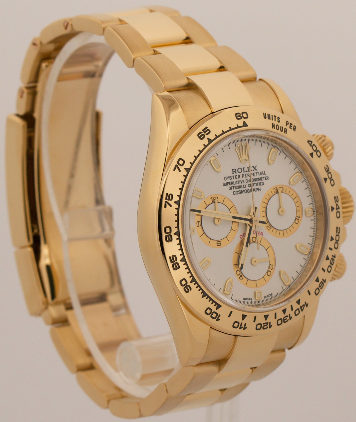 Rolex Daytona Cosmograph WHITE 40mm 18K Yellow Gold Oyster 116508 Watch BOX