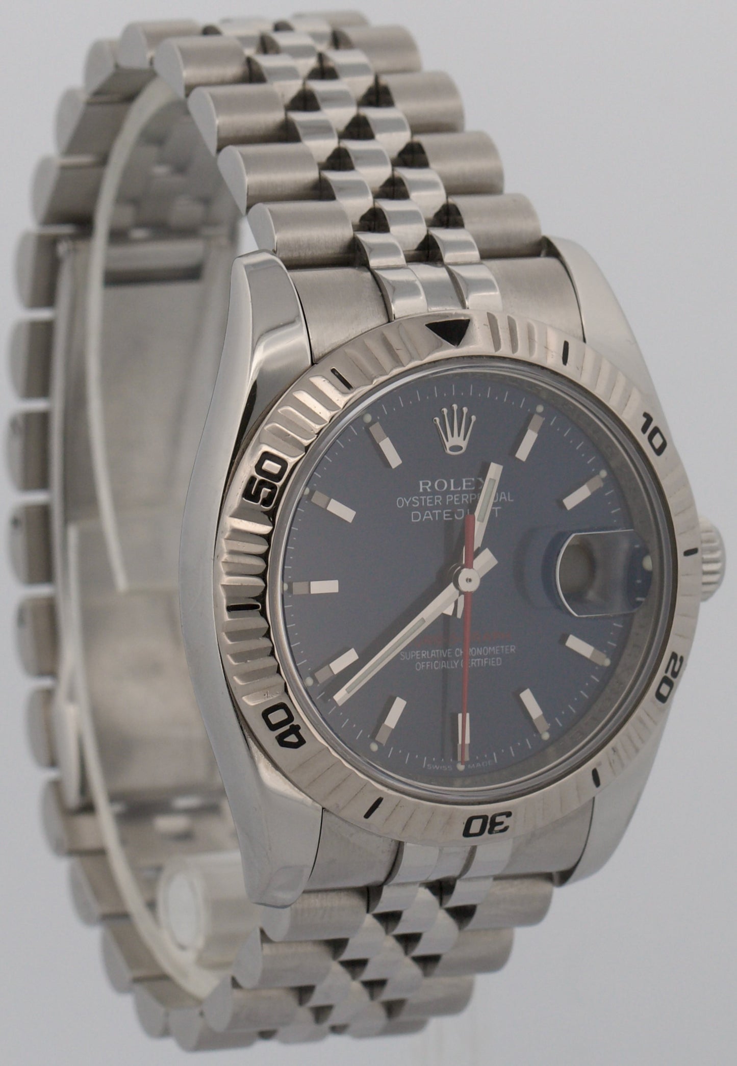 Rolex DateJust Turn-O-Graph Thunderbird BLUE Red Steel Jubilee REHAUT 18K 116264