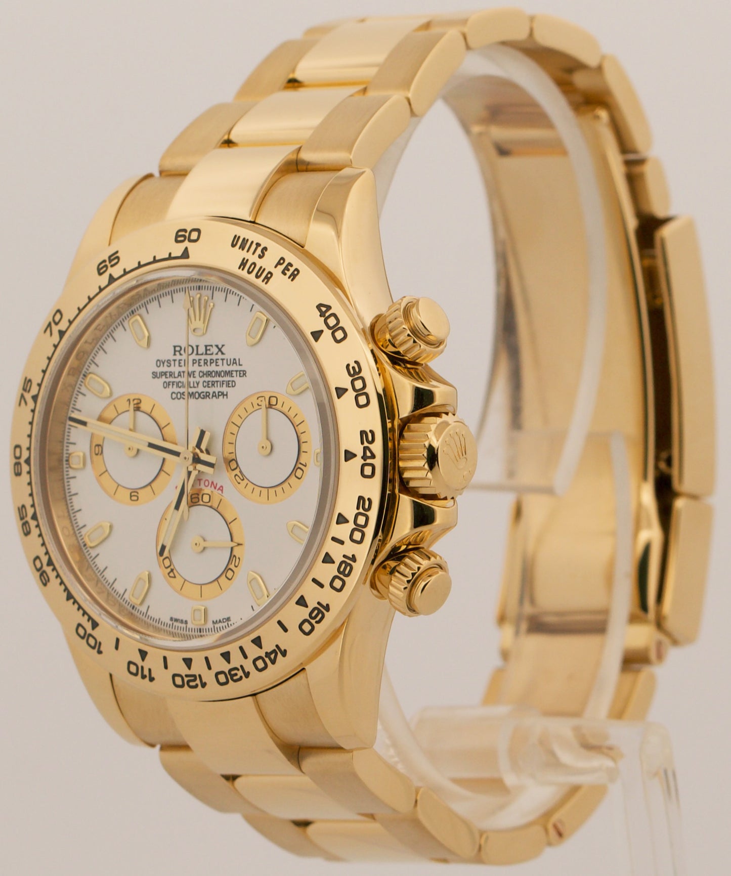 Rolex Daytona Cosmograph WHITE 40mm 18K Yellow Gold Oyster 116508 Watch BOX