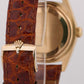 PAPERS Rolex Day-Date SILVER 18K Yellow Gold Fluted Brown Leather 36mm 18038 BOX