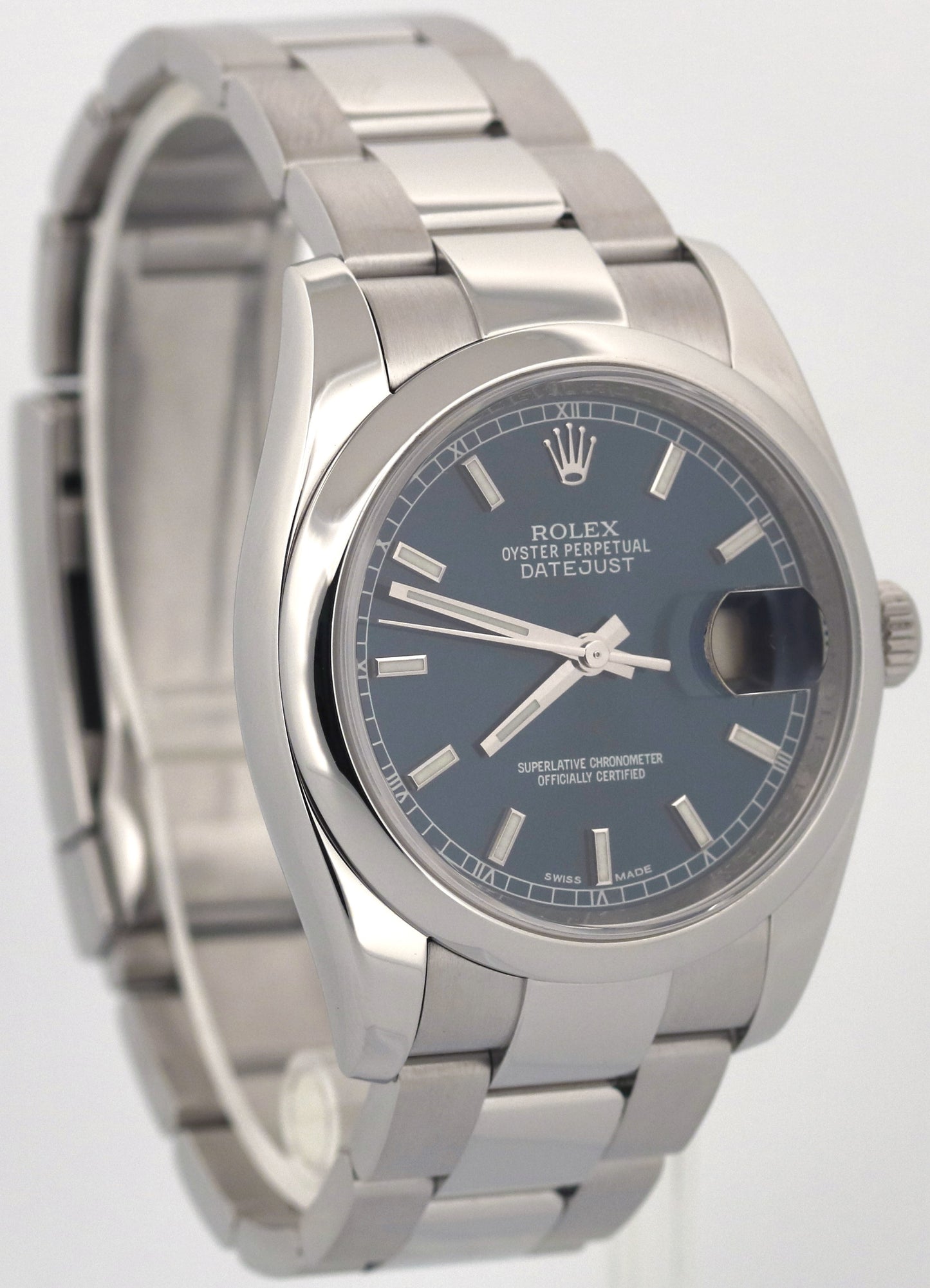 PAPERS Rolex DateJust 36mm BLUE Stainless Steel RED ROULETTE Oyster 116200 BOX