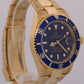 2005 PAPERS Rolex Submariner Date BLUE 18K Yellow Gold Oyster 40mm 16618 BOX