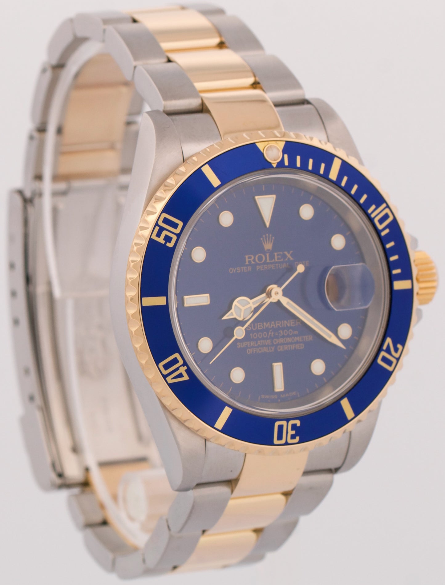 MINT PAPERS Rolex Submariner Date 40mm BLUE Two-Tone Steel 18K GOLD 16613 BOX