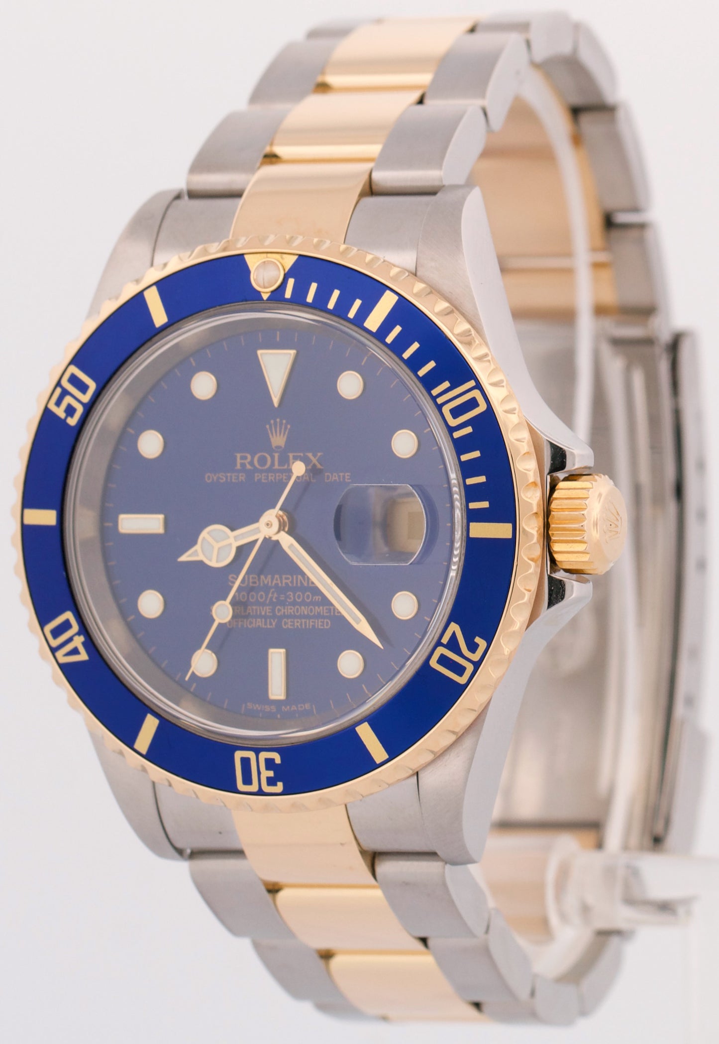 MINT PAPERS Rolex Submariner Date 40mm BLUE Two-Tone Steel 18K GOLD 16613 BOX