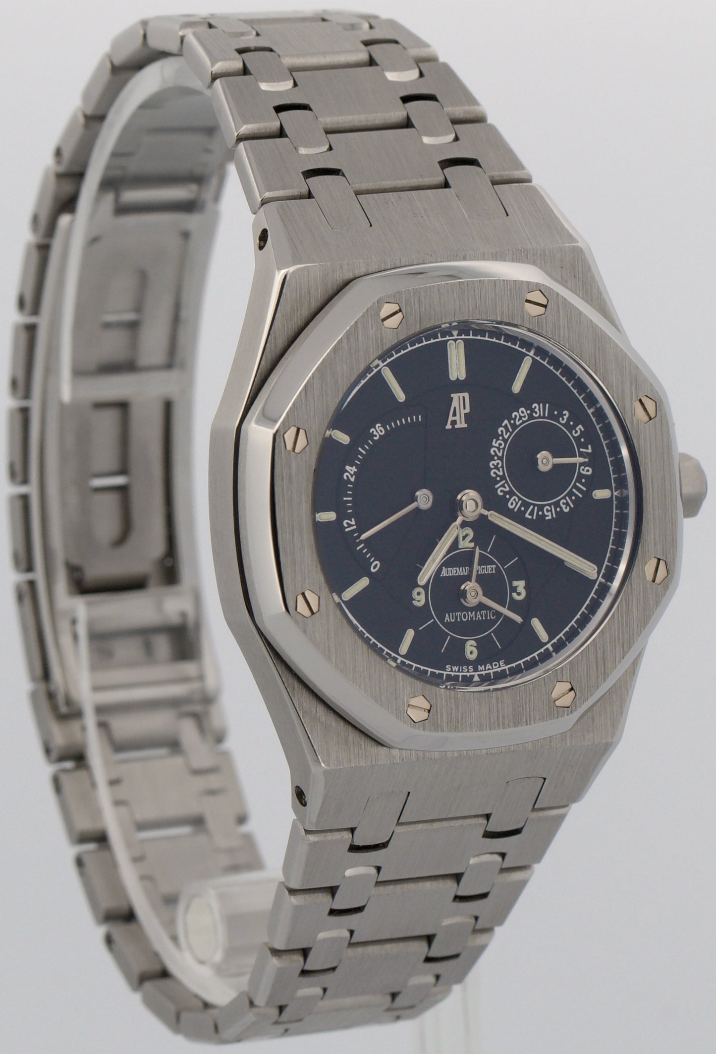 PAPERS Audemars Piguet Royal Oak Dual Time BLACK 36mm Steel 25730ST Watch BOX