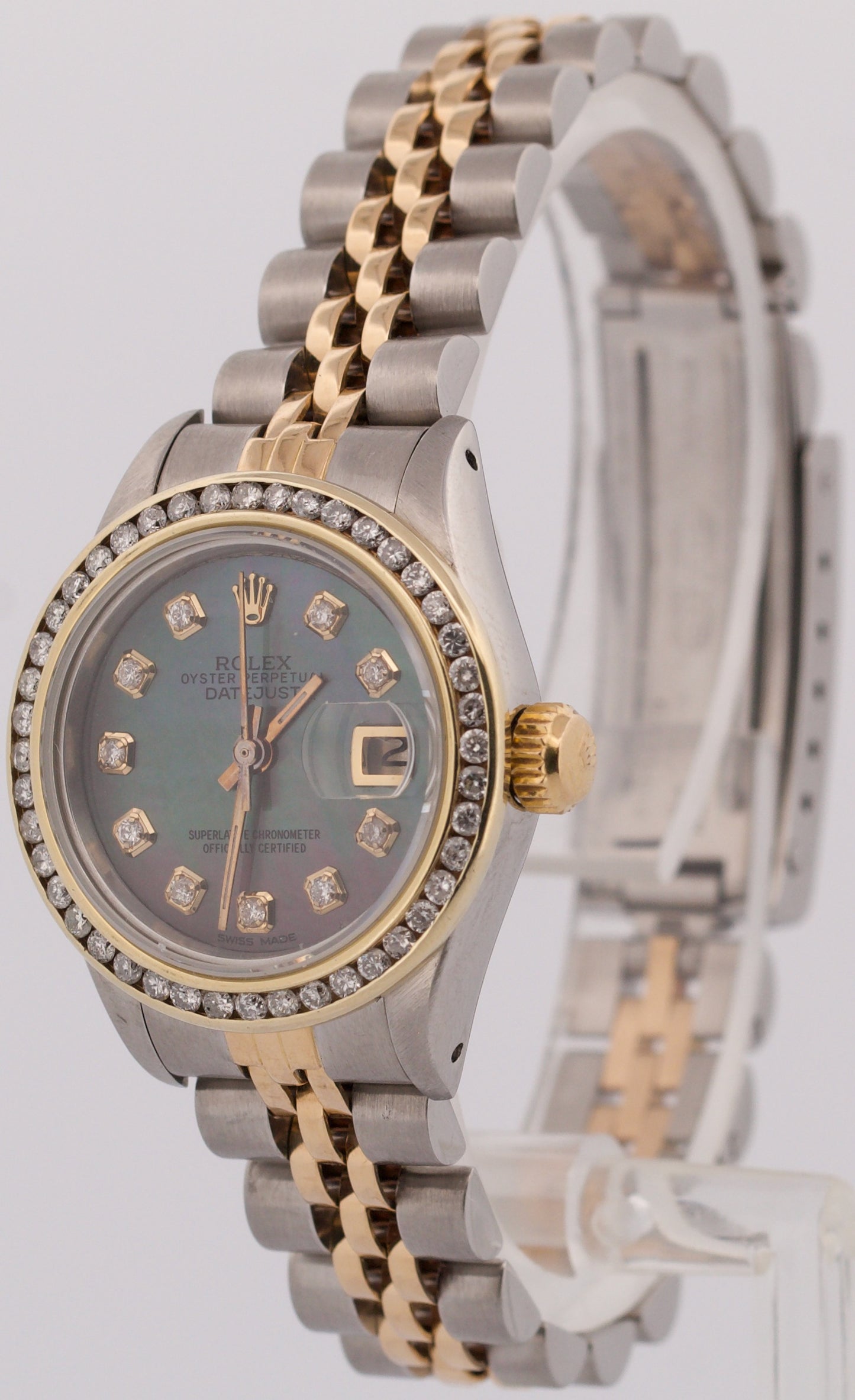 Ladies Rolex DateJust 26mm MOP DIAMOND 18K Yellow Gold Steel JUBILEE 69173 Watch