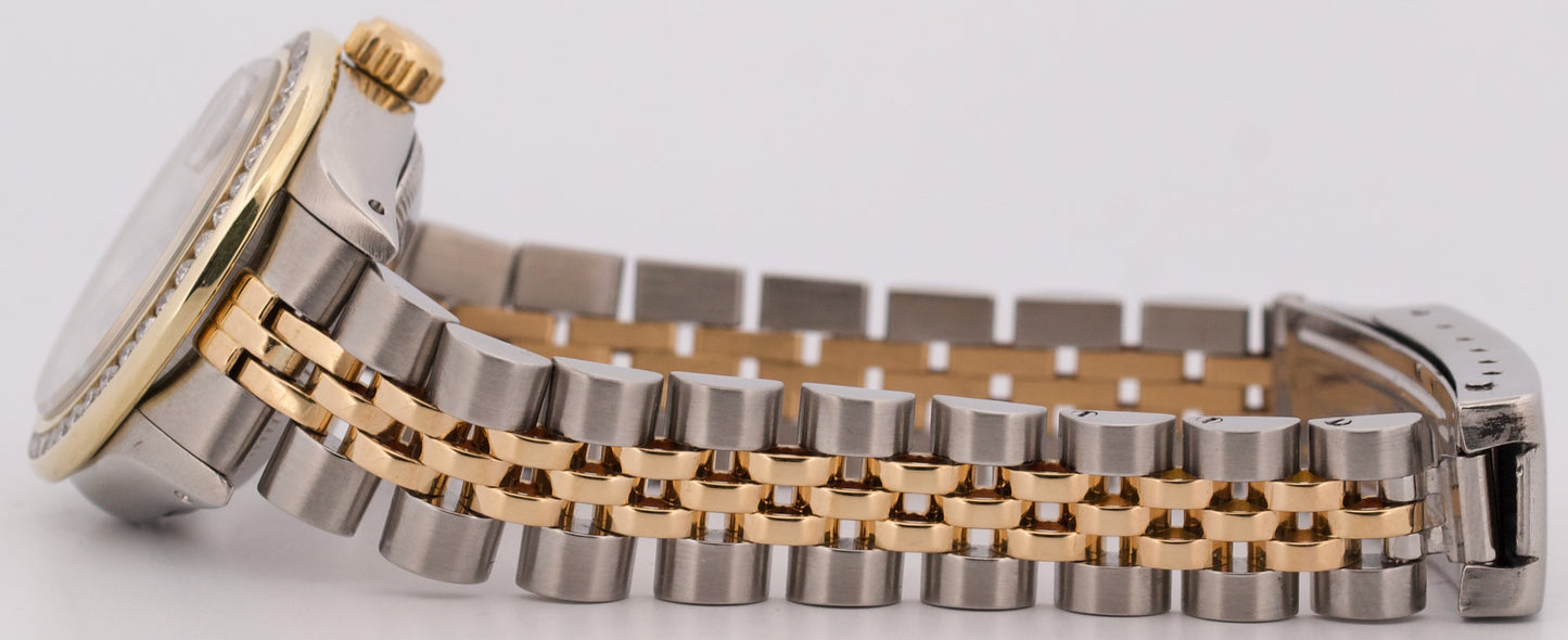 Ladies Rolex DateJust 26mm MOP DIAMOND 18K Yellow Gold Steel JUBILEE 69173 Watch