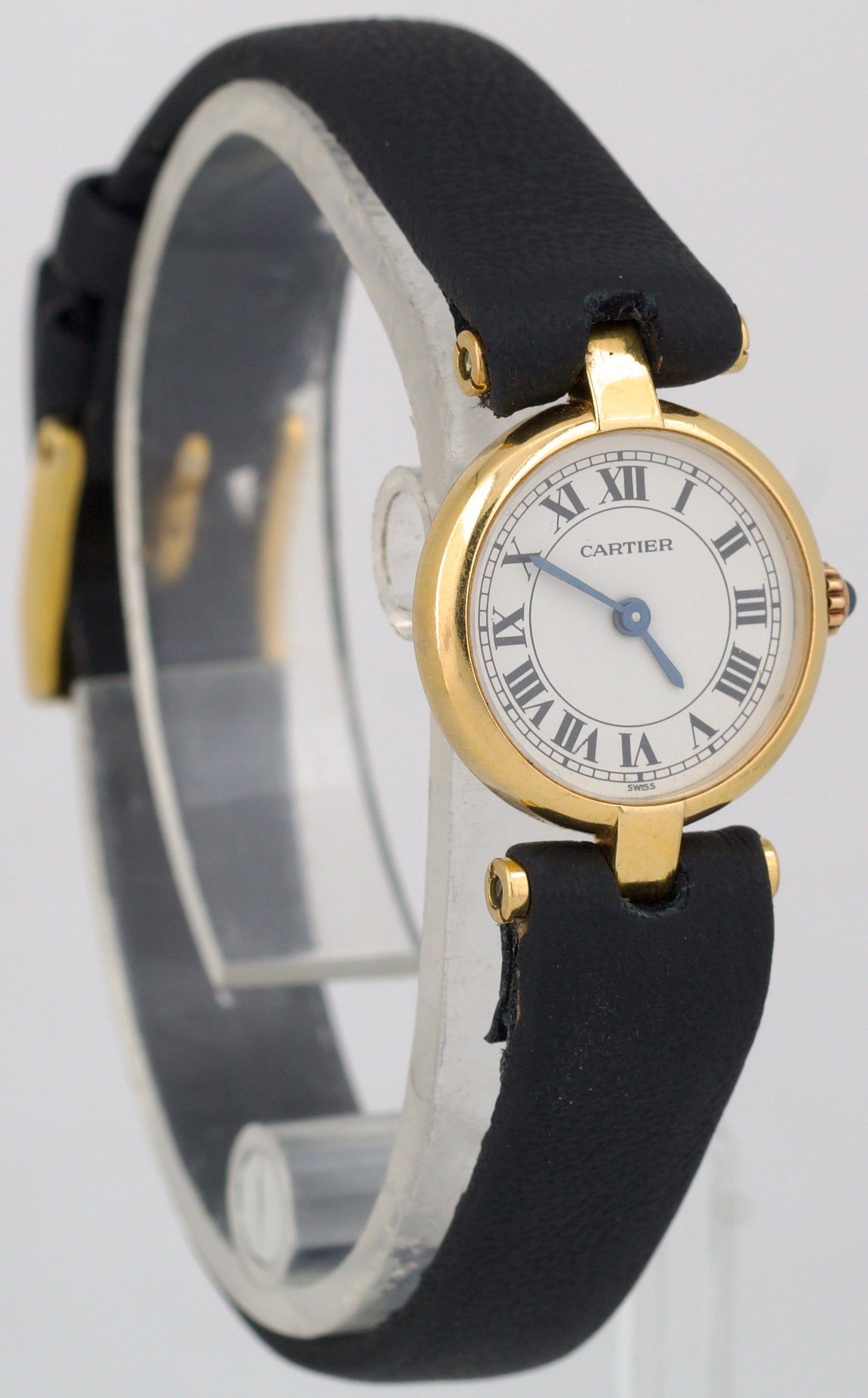 Cartier Mini Vendome 18K Yellow Gold WHITE Quartz 27mm x 19mm 866010 Watch