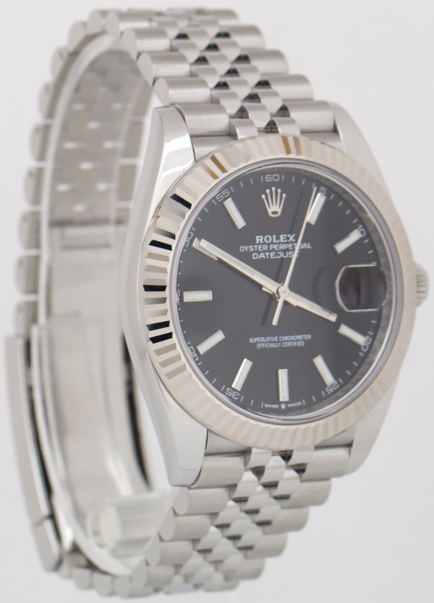 MINT 2024 PAPERS Rolex DateJust 41mm BLACK 18K Steel Fluted JUBILEE 126334 BOX